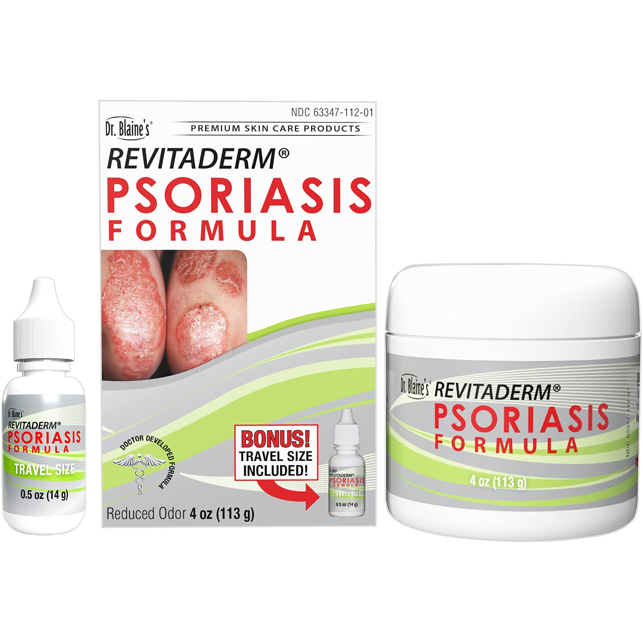 Dr. Blaines Revitaderm Psoriasis Formula - Soothing Topical Cream With Coal Tar  Tea Tree Oil And Lavender Oil For Itching  Flaking  Dry  Cracked Skin Relief - 4 Fl. Oz. - Includes Travel Size Bottle