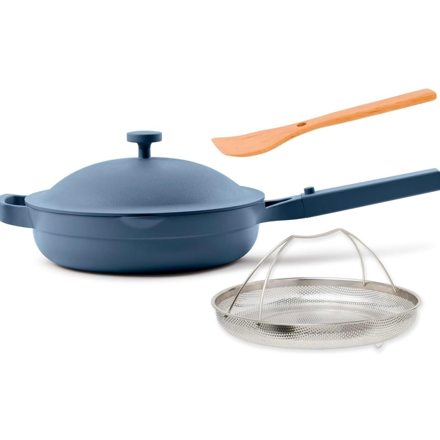 Our Place 10.5-Inch Ceramic Nonstick Skillet Pan  Toxin-Free With Stainless Steel Handle  Oven Safe - Blue Salt