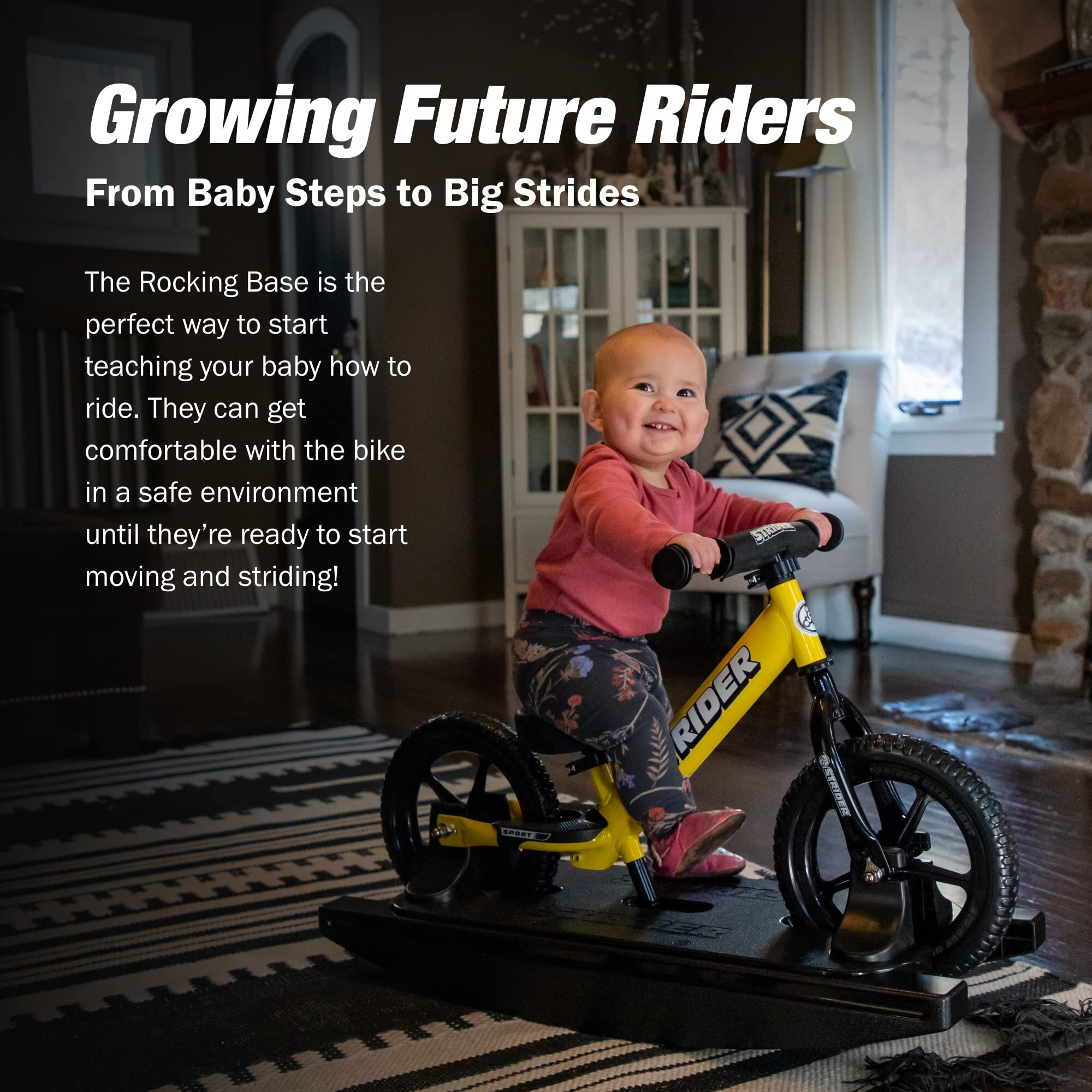 Strider Rocking Base - Fits All Our 12  Balance Bikes - For Kids 6 To 18 Months - All-Weather  Durable Plastic - Easy Assembly & Adjustments