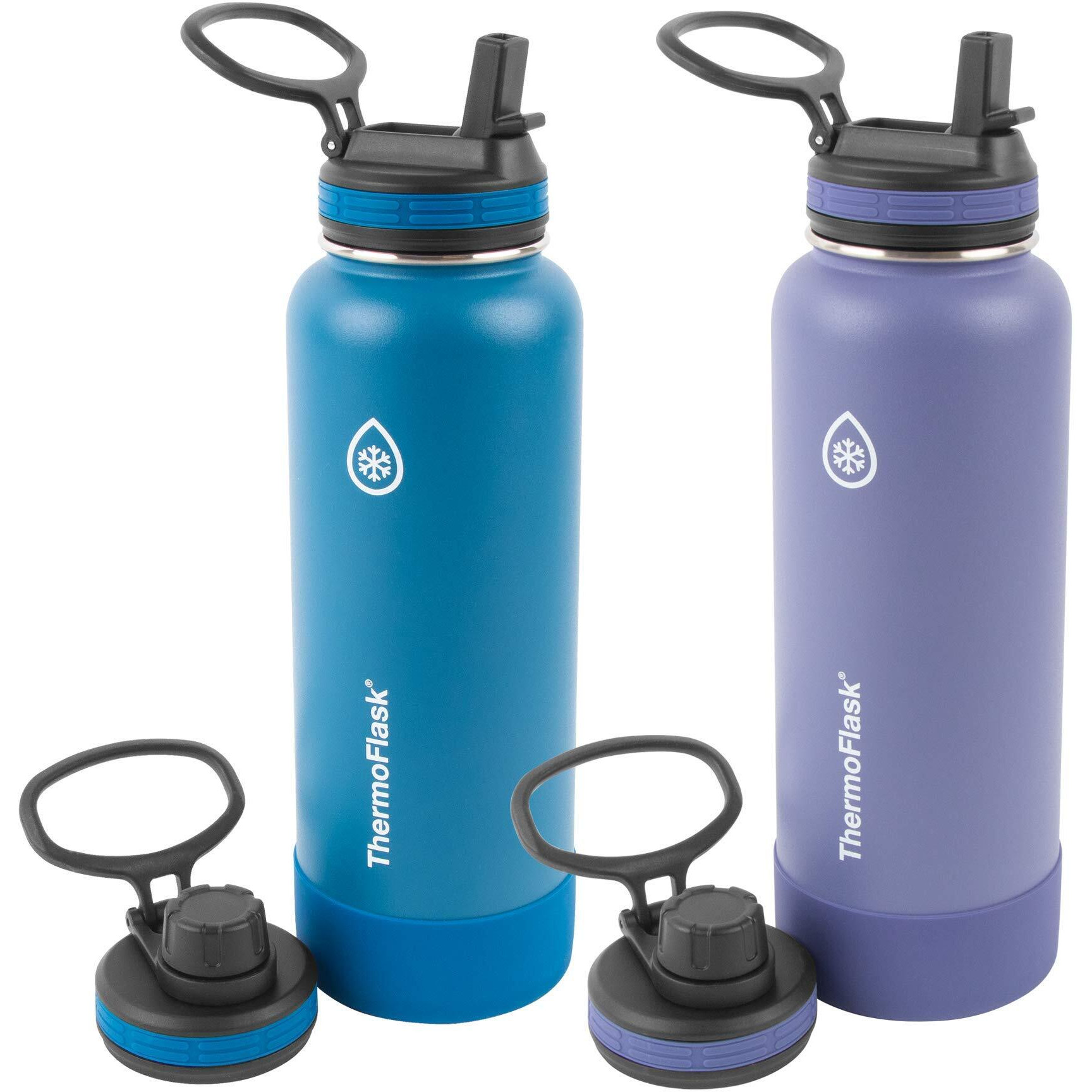 Thermoflask 40 Oz Double Wall Vacuum Insulated Stainless Steel 2-Pack Of Water Bottles  Superior Blue/Mauve