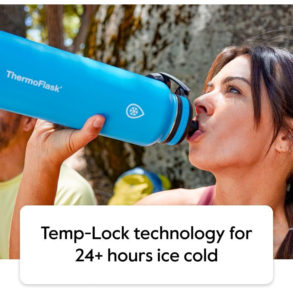 Thermoflask 40 Oz Double Wall Vacuum Insulated Stainless Steel 2-Pack Of Water Bottles  Superior Blue/Mauve