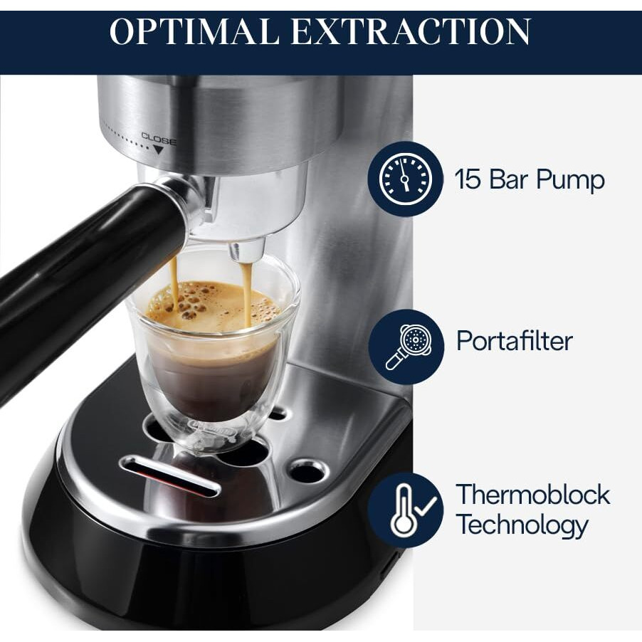 De'Longhi Dedica Ec680M  Espresso Machine  Coffee And Cappucino Maker With Milk Frother  Metal / Stainless  Compact Design 6 In Wide  Fit Mug Up To 5 In