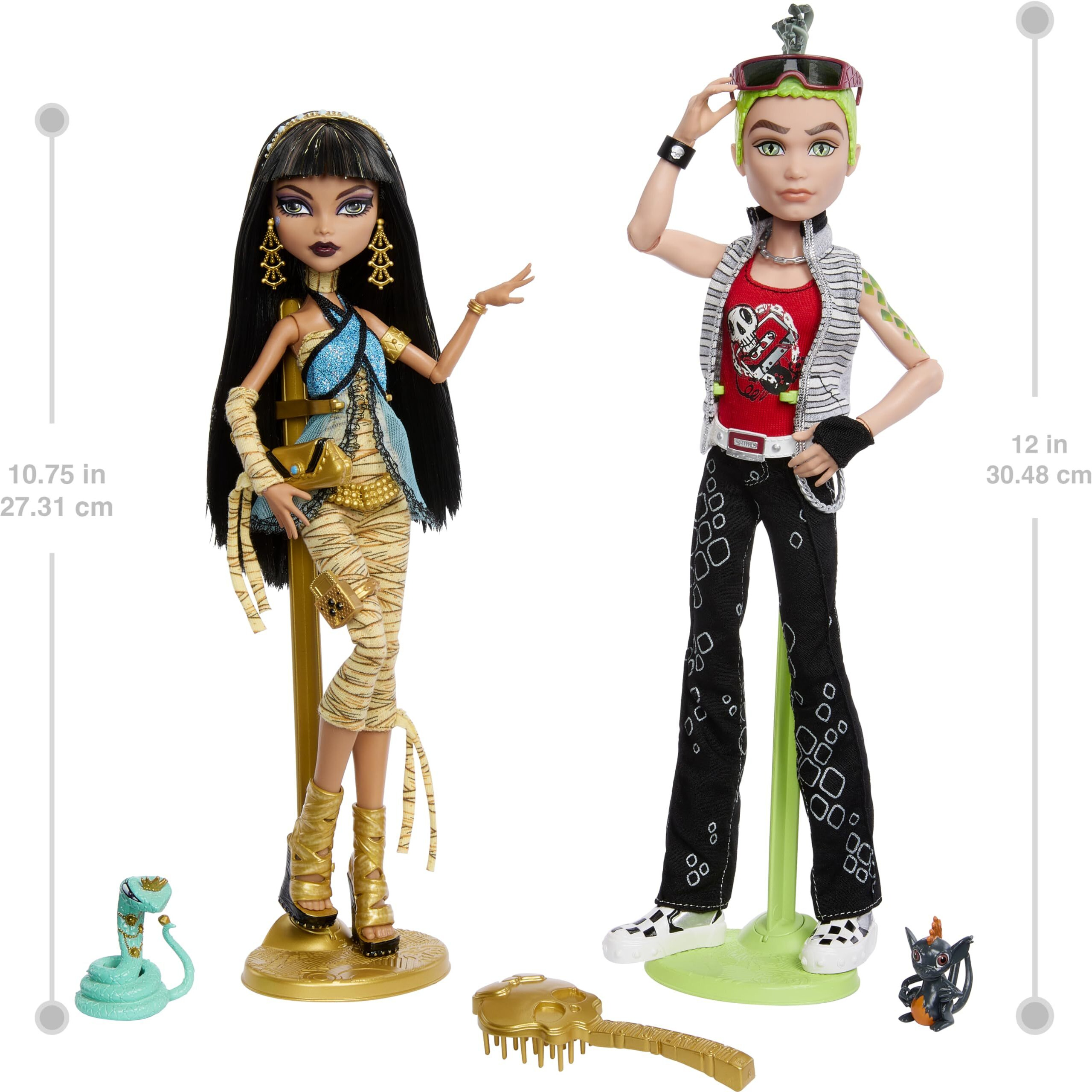 Monster High Booriginal Creeproduction Dolls 2-Pack  Cleo De Nile & Deuce Gorgon Collectible Reproductions With Doll Stands  Diaries & Pets
