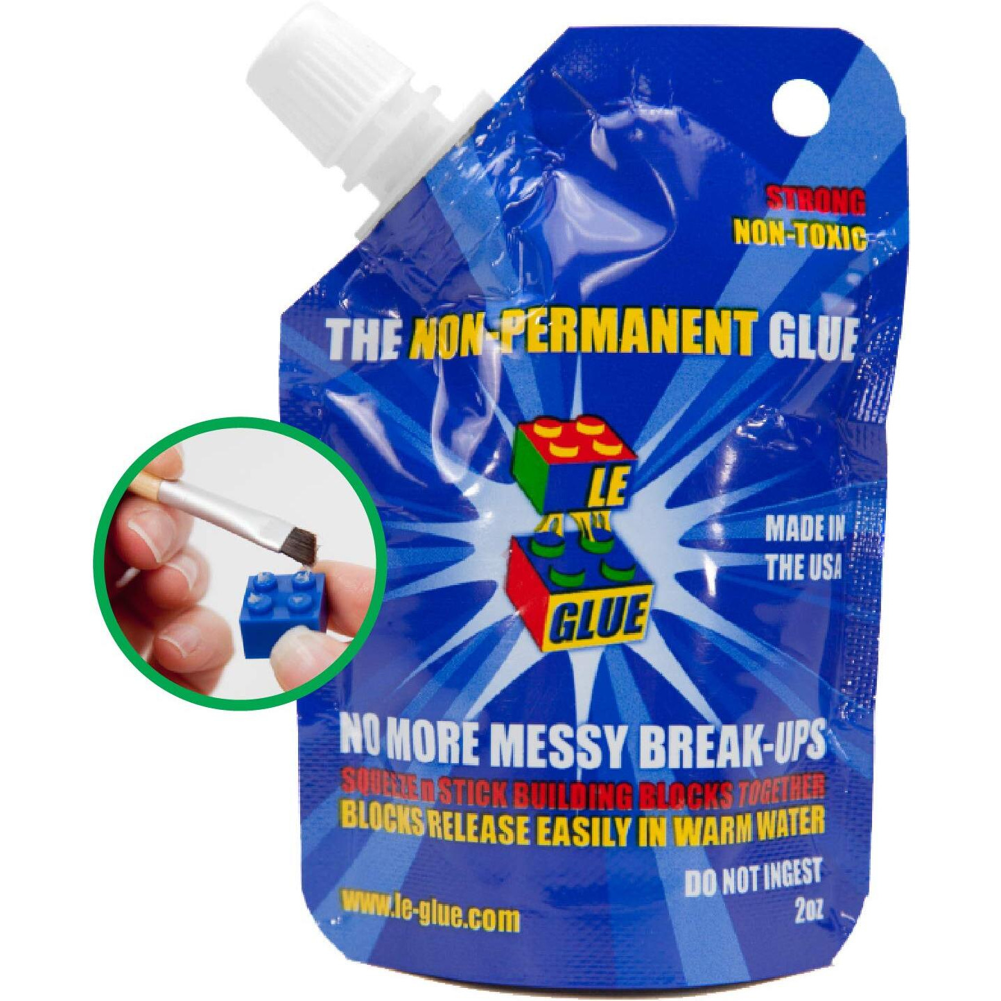 Le Glue Temporary Glue | Non-Permanent Clear Adhesive Glue For Plastic Building Blocks | No Messy Break-Ups | Non-Toxic Model Glue Formula | Seen On Shark Tank  Created For Kids  By A Kid