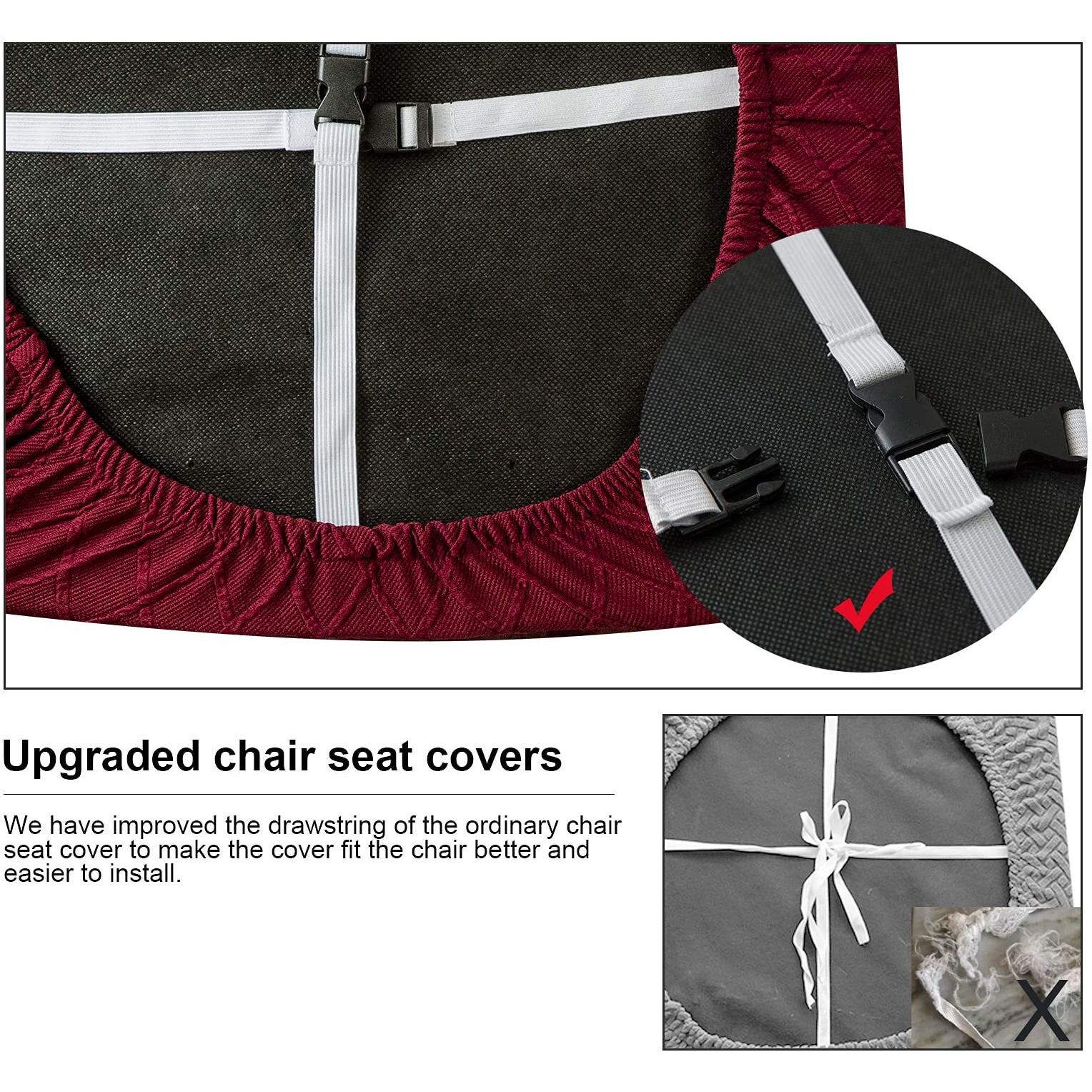 Genina Waterproof Seat Covers For Dining Room Chairs Covers Dining Chair Cover Kitchen Chair Covers (Wine Red  6 Pcs)