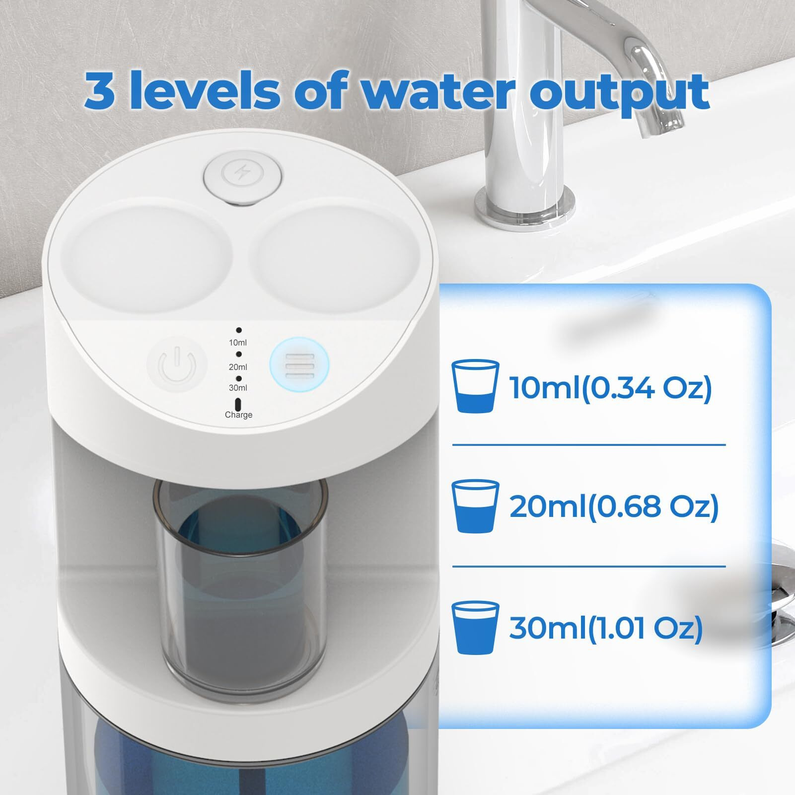 Automatic Mouthwash Dispenser  550Ml (19.35 Oz) Mouthwash Dispenser For Bathroom With Magnetic Cups  3 Dispensing Levels  Long Standby Time