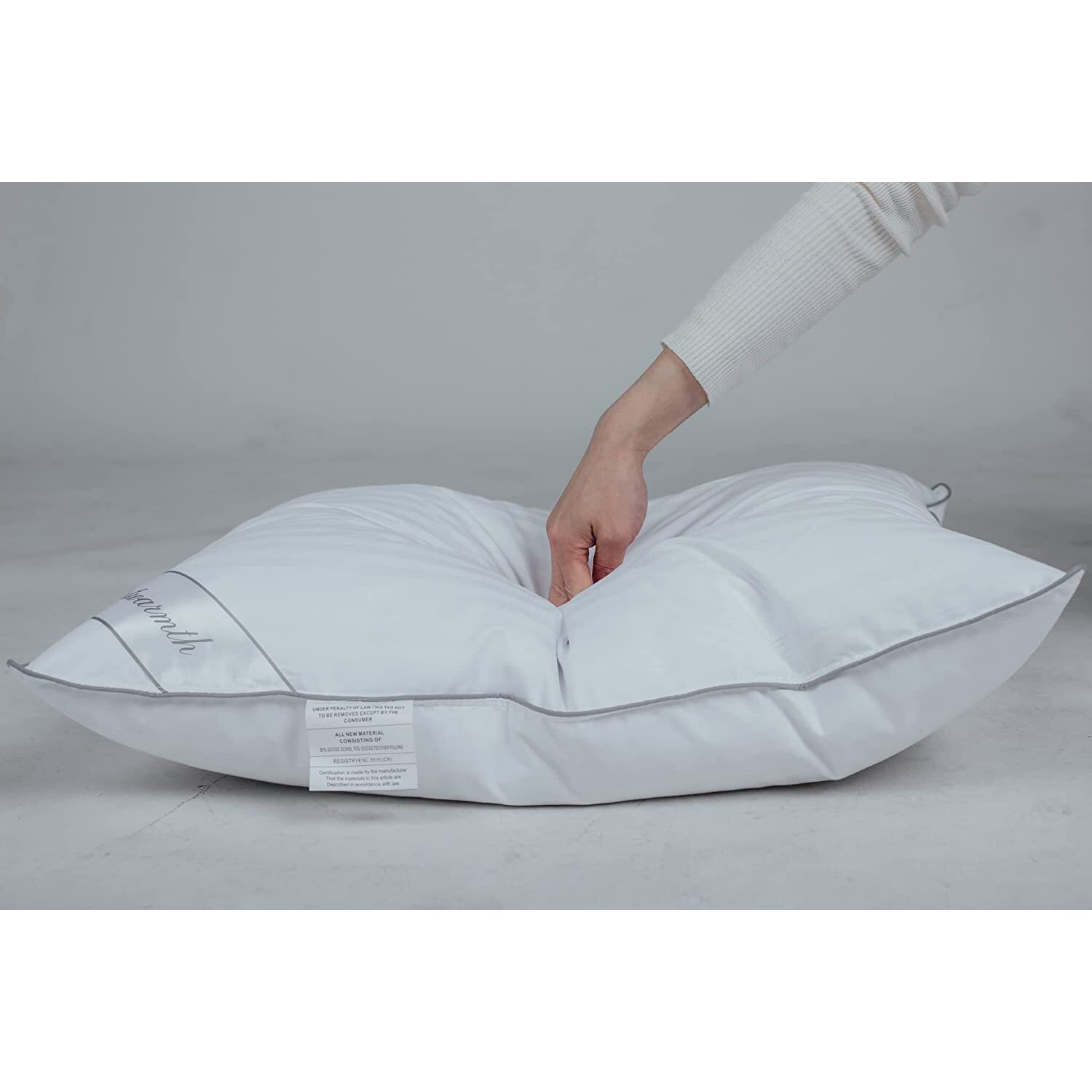 Eastwarmth Goose Feather Down Pillow  100% Cotton Cover Bed Pillow Set Of 2 Stripe White Queen (Pack Of 2)