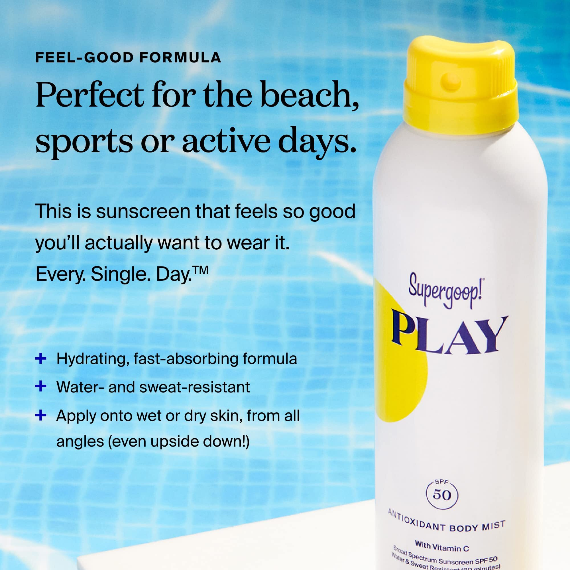 Supergoop Play Spf 50 Antioxidant Body Mist W/Vitamin C  3 Fl Oz - 2 Pack - Broad Spectrum Sunscreen Spray For Sensitive Skin - Great For Active Days