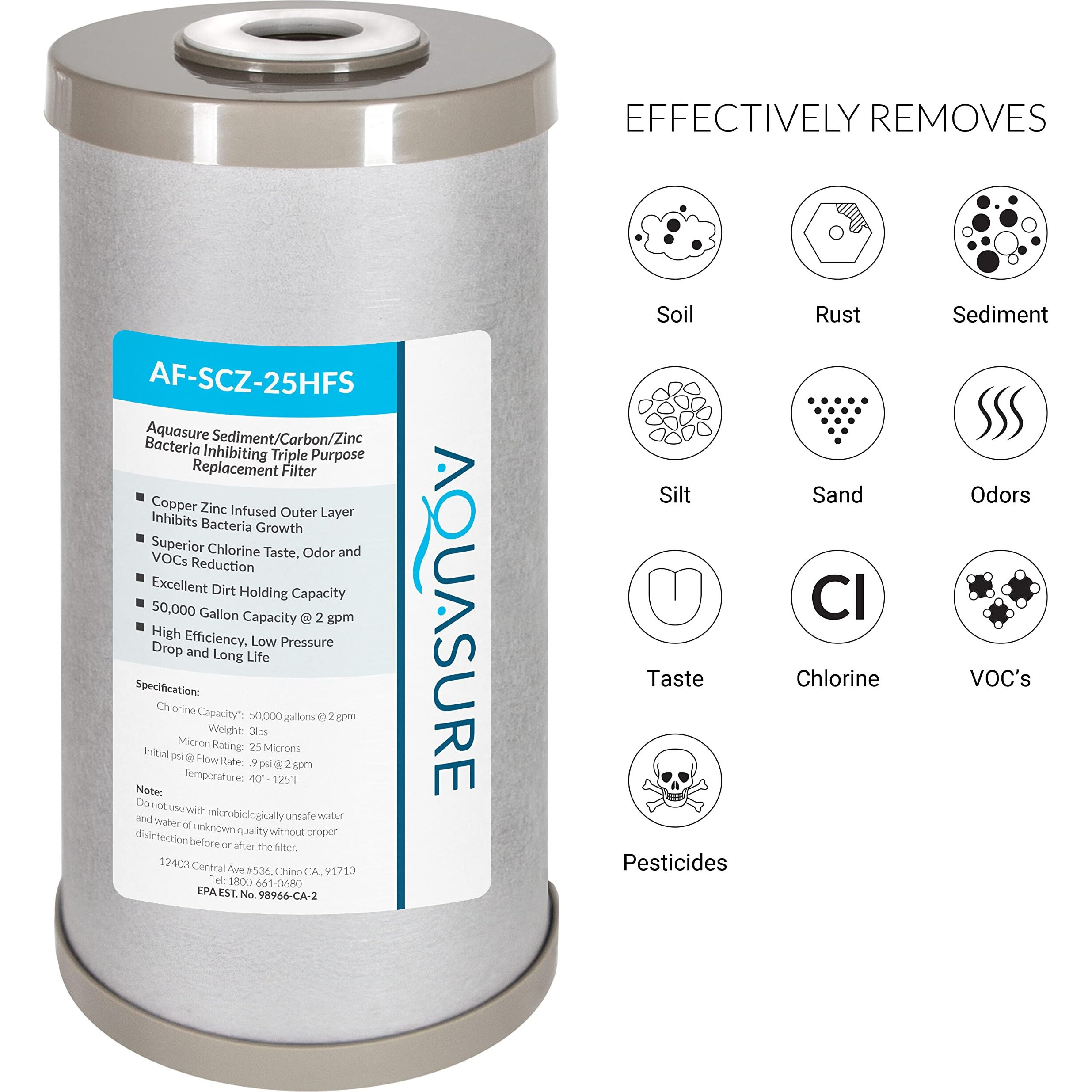 Fortitude V2 Series Sediment/Carbon/Zinc Bacteria Inhibiting Triple Purpose Replacement Filter - Standard (Sediment/Carbon/Zinc  Standard)