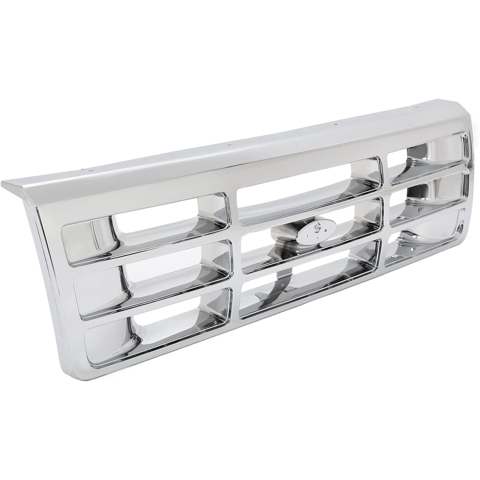 Hecasa Front Grille Grill Compatible With 1992-1997 Ford Bronco F-150 F-250 Hd F-350 Bumper Grille Replacement For Fo1200442 E4Tz8200 Grill Assembly Chrome Silvery