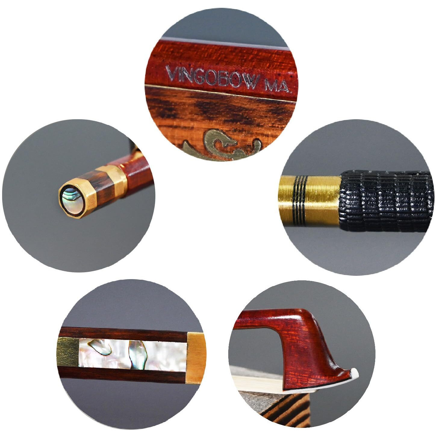 Carbon Fiber Core Hybrid Peranmbuco Skin Violin Bow 4/4 Size Vingobow 127V Master Level Fleur-De-Lys Snakewood Frog 4 4 Full Straight Premium Natural Horse Hair For Porfessional Player