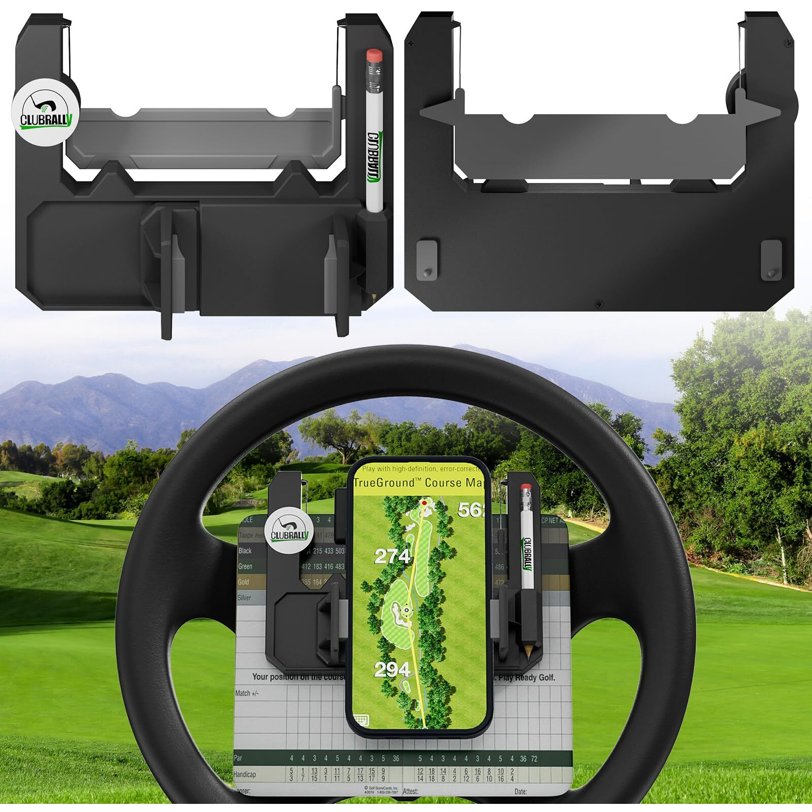 Clubrally Golf Cart Accessories Steering Wheel Phone Mount For Club Car Ezgo Yamaha