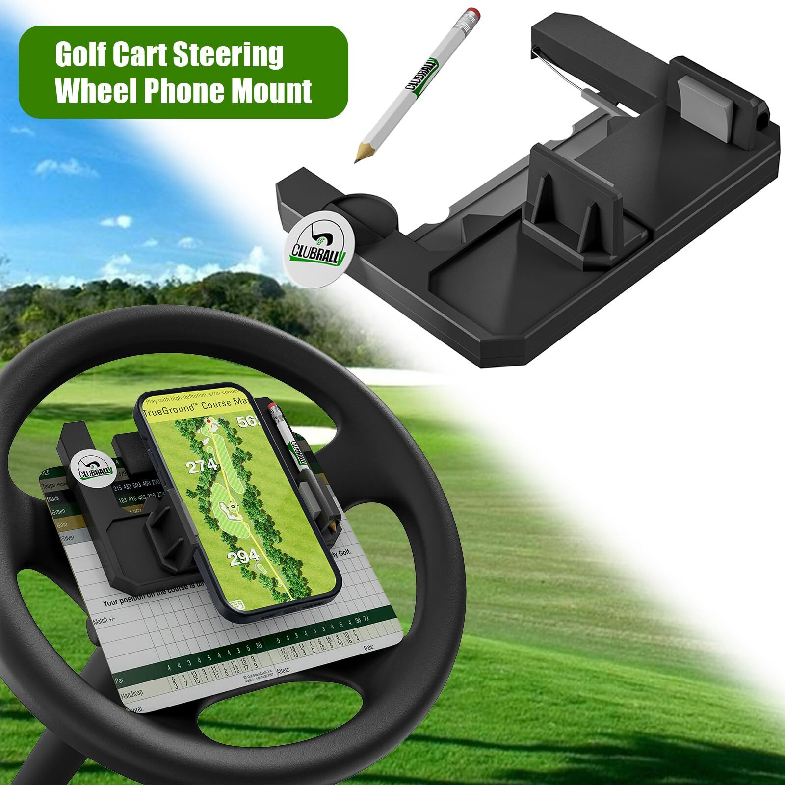 Clubrally Golf Cart Accessories Steering Wheel Phone Mount For Club Car Ezgo Yamaha