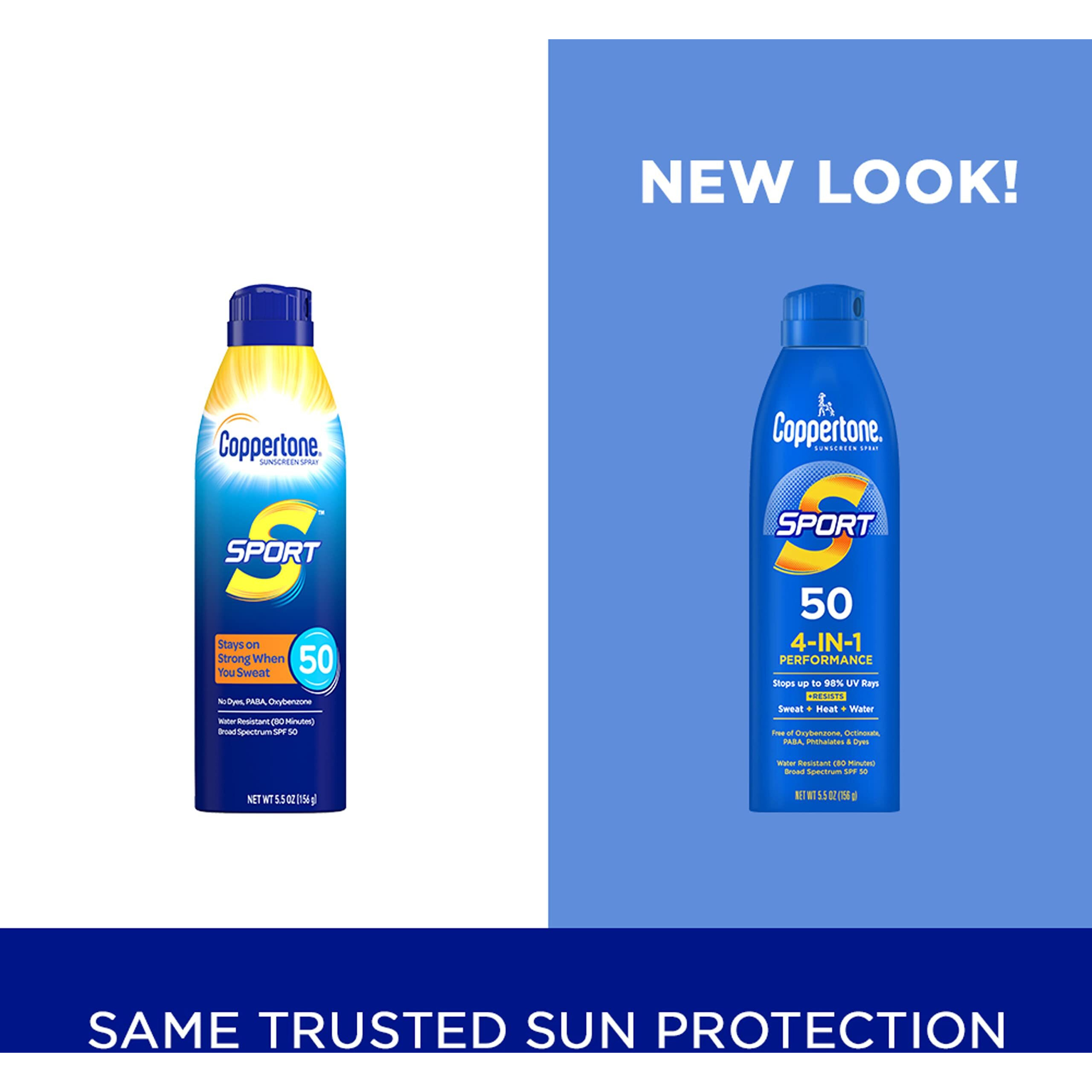 Coppertone Sport Sunscreen Spray Spf 50  Water Resistant Spray Sunscreen  Broad Spectrum Spf 50 Sunscreen Pack  5.5 Oz Spray  Pack Of 2