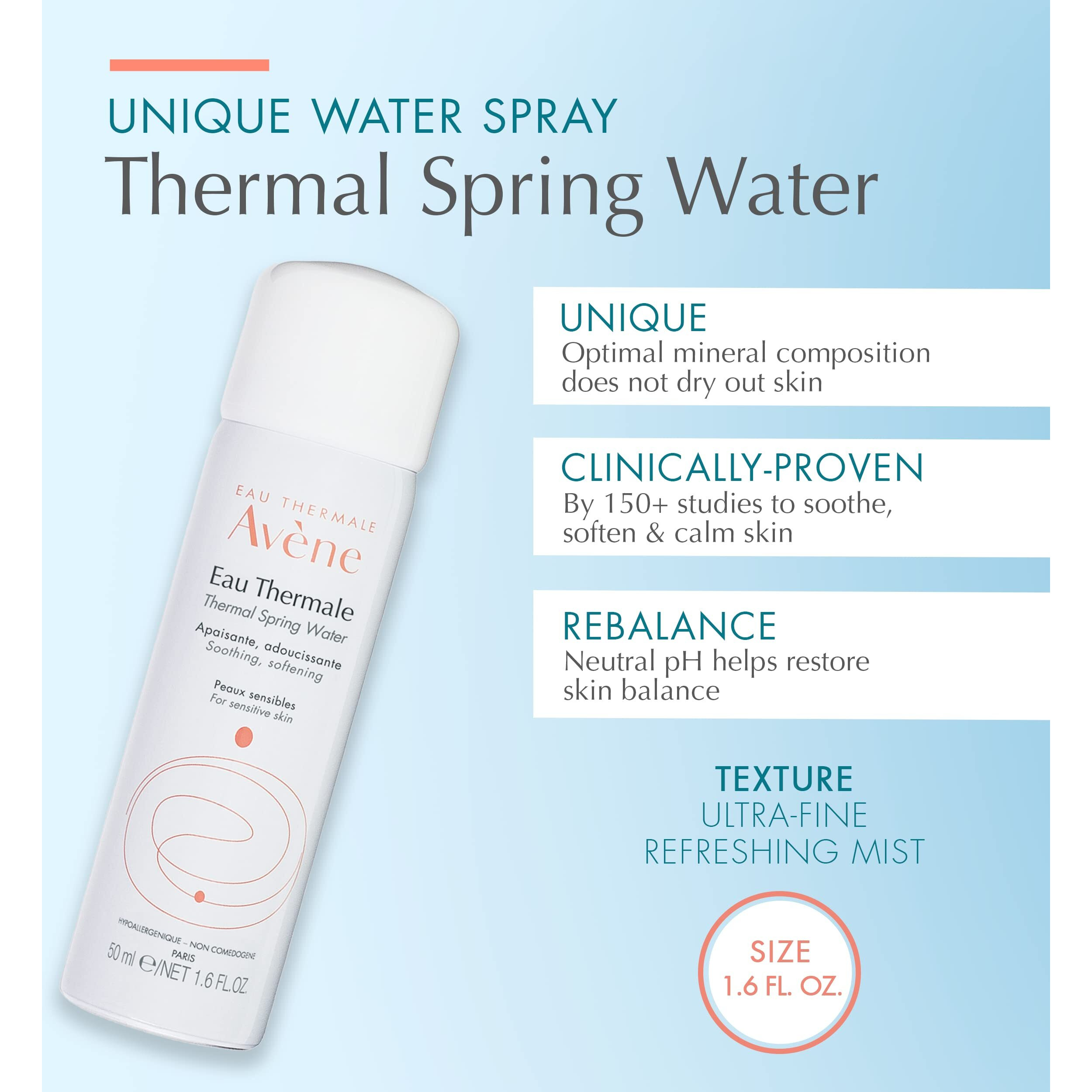 Eau Thermale Avne Thermal Spring Water  Soothing Calming Facial Mist Spray For Sensitive Skin - Travel Size - 1.6 Fl. Oz.