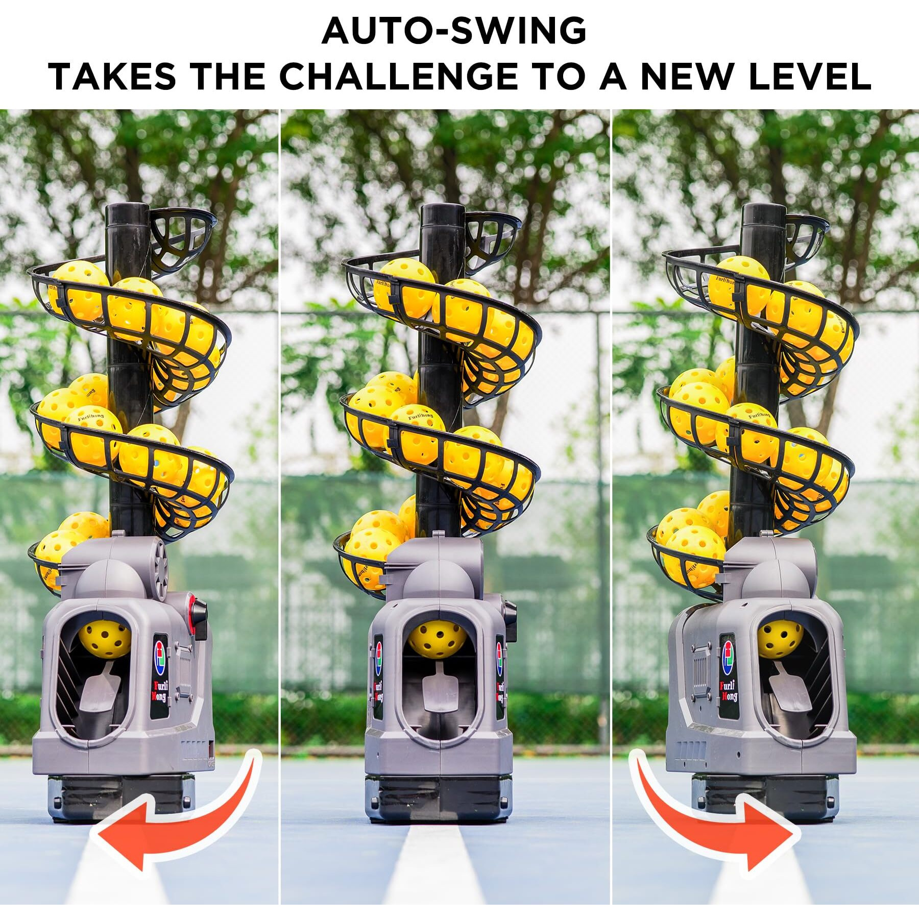 681Pbh Pickleball Machine With Auto Swing  3 Angles & 4 Speeds Adjustable  Portable Pickleball Launcher For Indoors & Outdoors Practice  Powered By Power Bank/Batteries/Ac Power  For Beginners