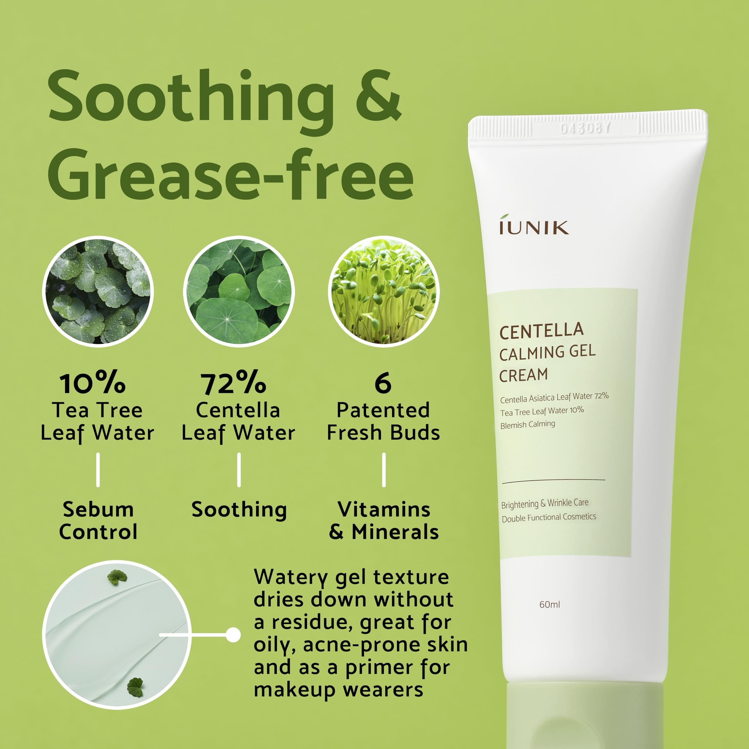 Iunik Centella Edition Skincare Set (Cream 2.02 Fl.Oz. & Mini Serum 0.51 Fl.Oz.) - Centella Asiatica And Tea Tree Leaf Waters To Soothe  Calm  Moisturize  And Protect The Skin
