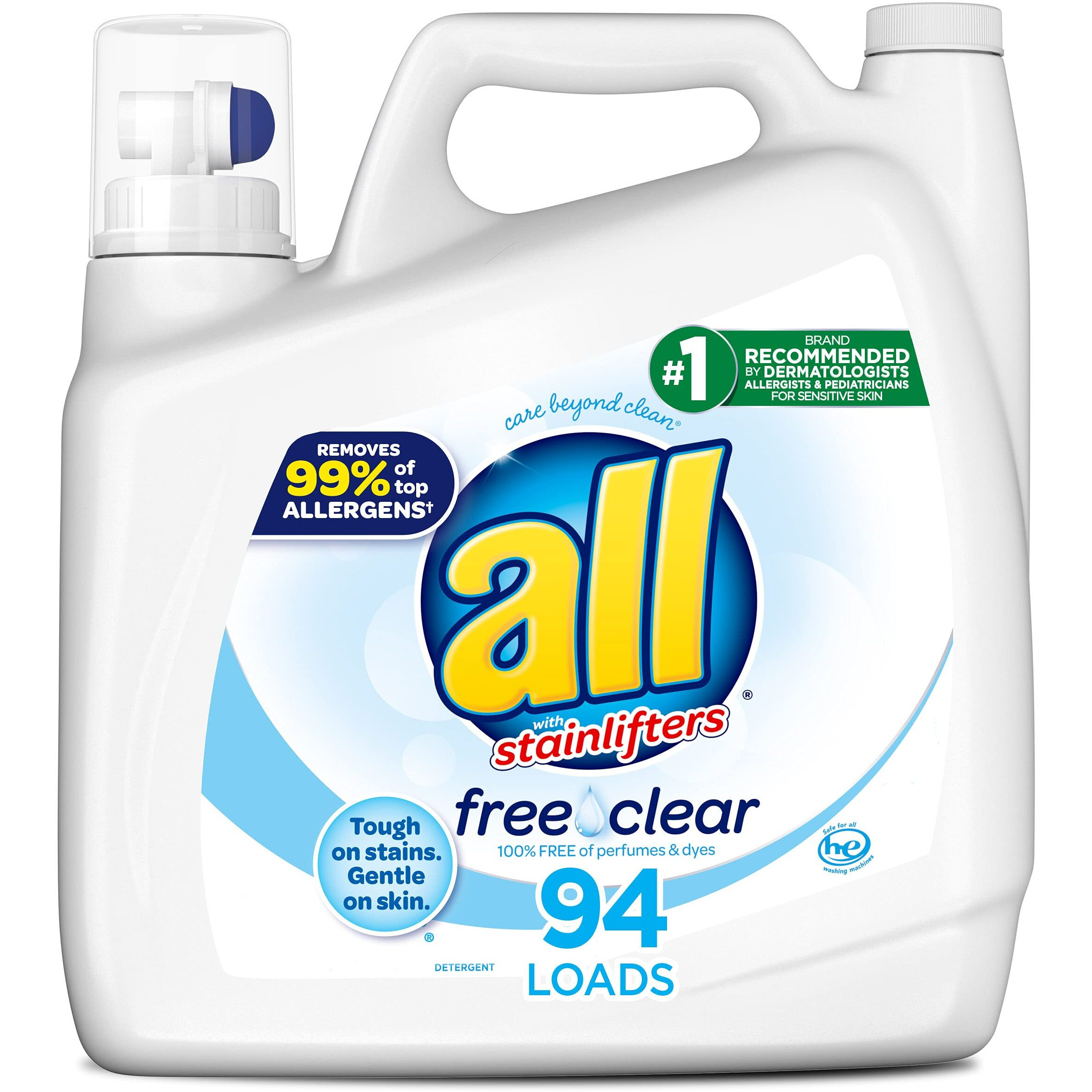 All Liquid Laundry Detergent Free Clear For Sensitive Skin  141 Ounce  94 Loads