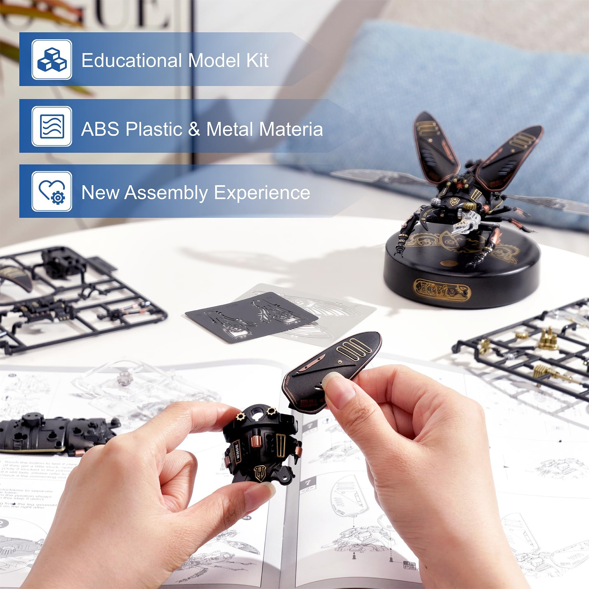 Robotime Mi03 Model Kits For Adults/Teens-Storm Beetle Model Building Kits-115 Pieces Mechanical 3D Puzzle-Birthday Gift For Men-Aesthetic Desk Toy Decor
