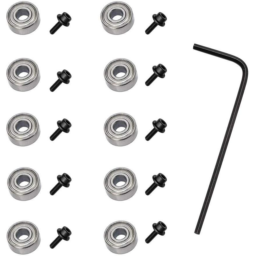 Wolfride 10Pcs Router Bit Bearing Set Top Bearings For Flush Trim Router Bit|Interior Dia 3/16  & Outer Dia 1/2