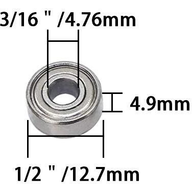 Wolfride 10Pcs Router Bit Bearing Set Top Bearings For Flush Trim Router Bit|Interior Dia 3/16  & Outer Dia 1/2