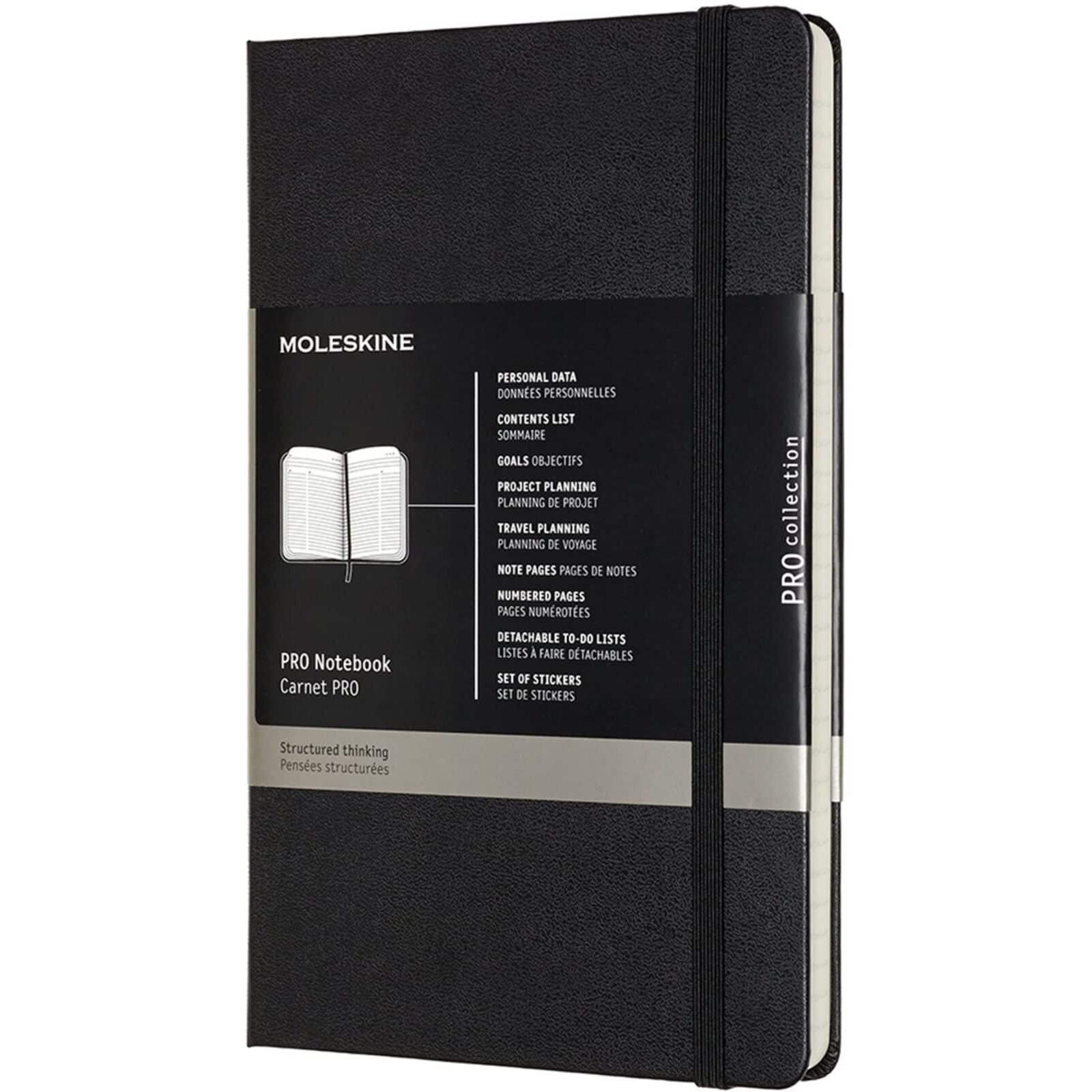 Moleskine Professional Notebook  Large  Black  Hard Cover (5 X 8.25)