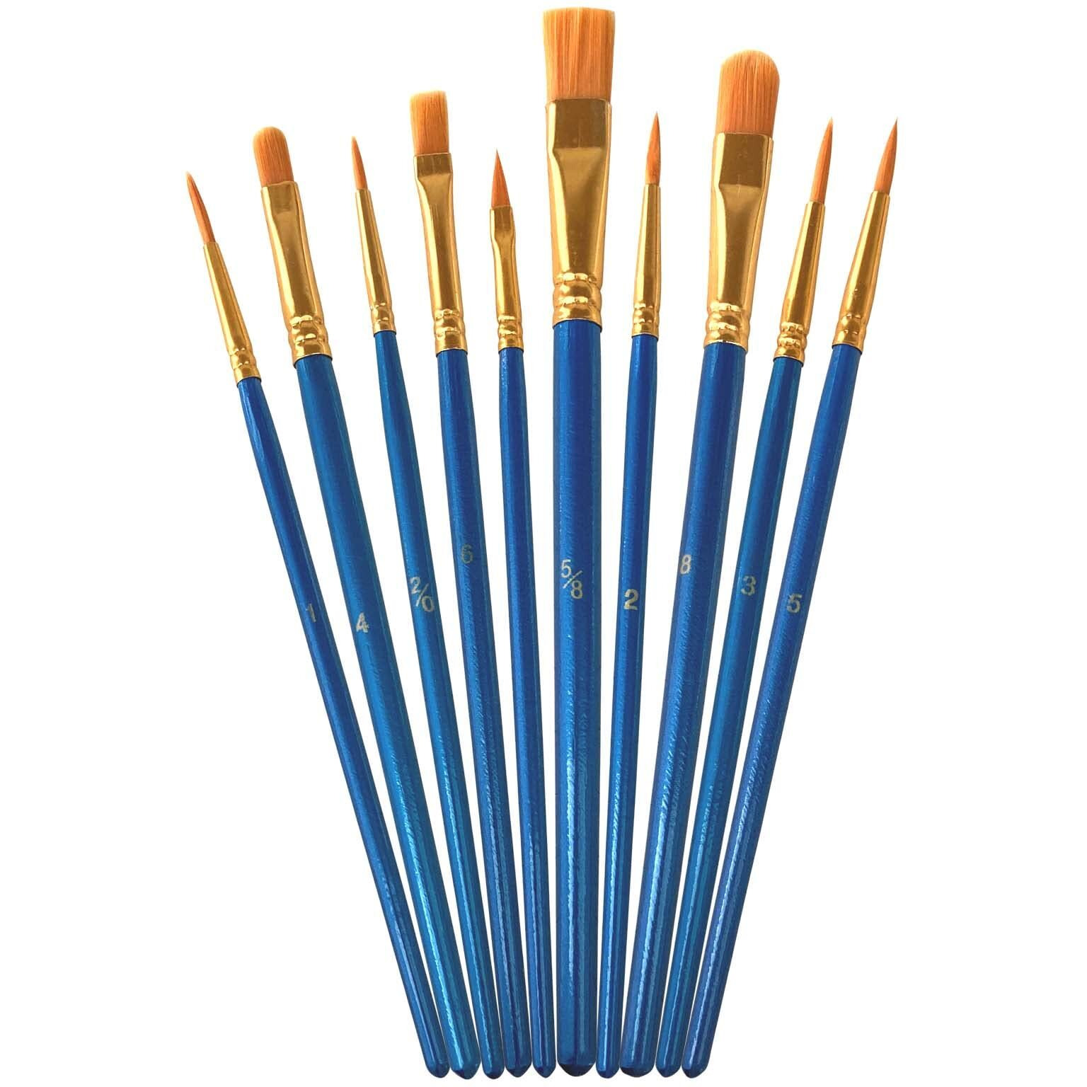10 Pack 100 Pcs Paint Brushes Set  Nylon Hair Brushes For Oil And Watercolor  Round Painted Tip Artist Paintbrushes