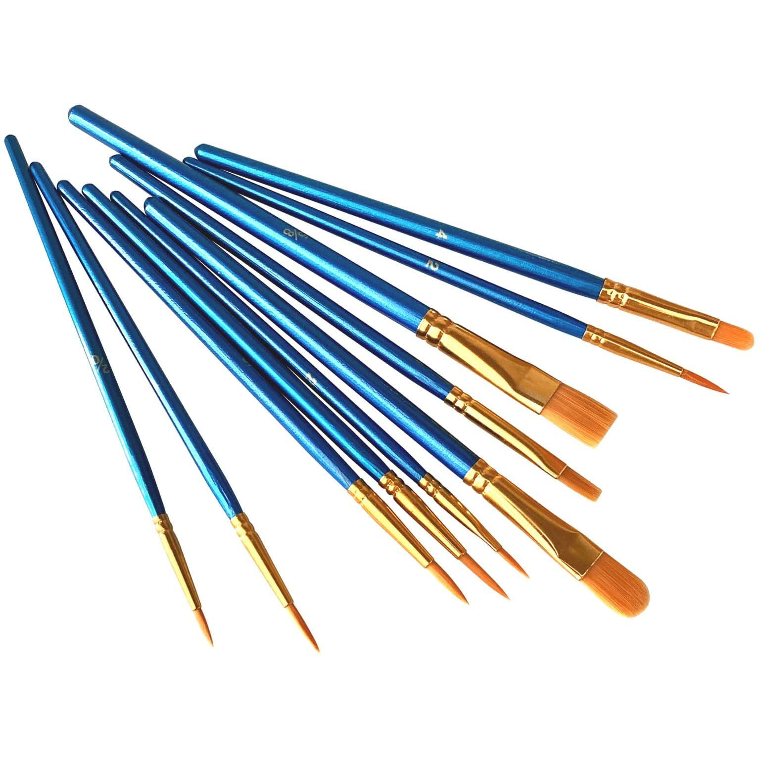 10 Pack 100 Pcs Paint Brushes Set  Nylon Hair Brushes For Oil And Watercolor  Round Painted Tip Artist Paintbrushes