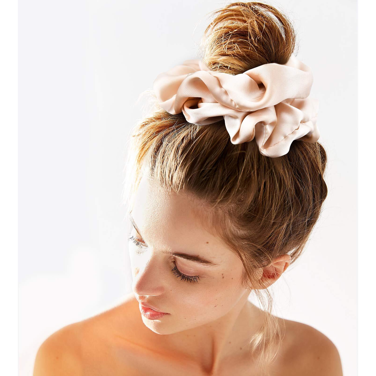 Ceelgon Big Real Silk Scrunchies For Women 6.3Inches Large Scrunchie Satin Oversized Silk Thick Elastic Hair Ties Jumbo Hair Scrunchies 6 Pack (Black White Pink  Champagne Navy Yellow)
