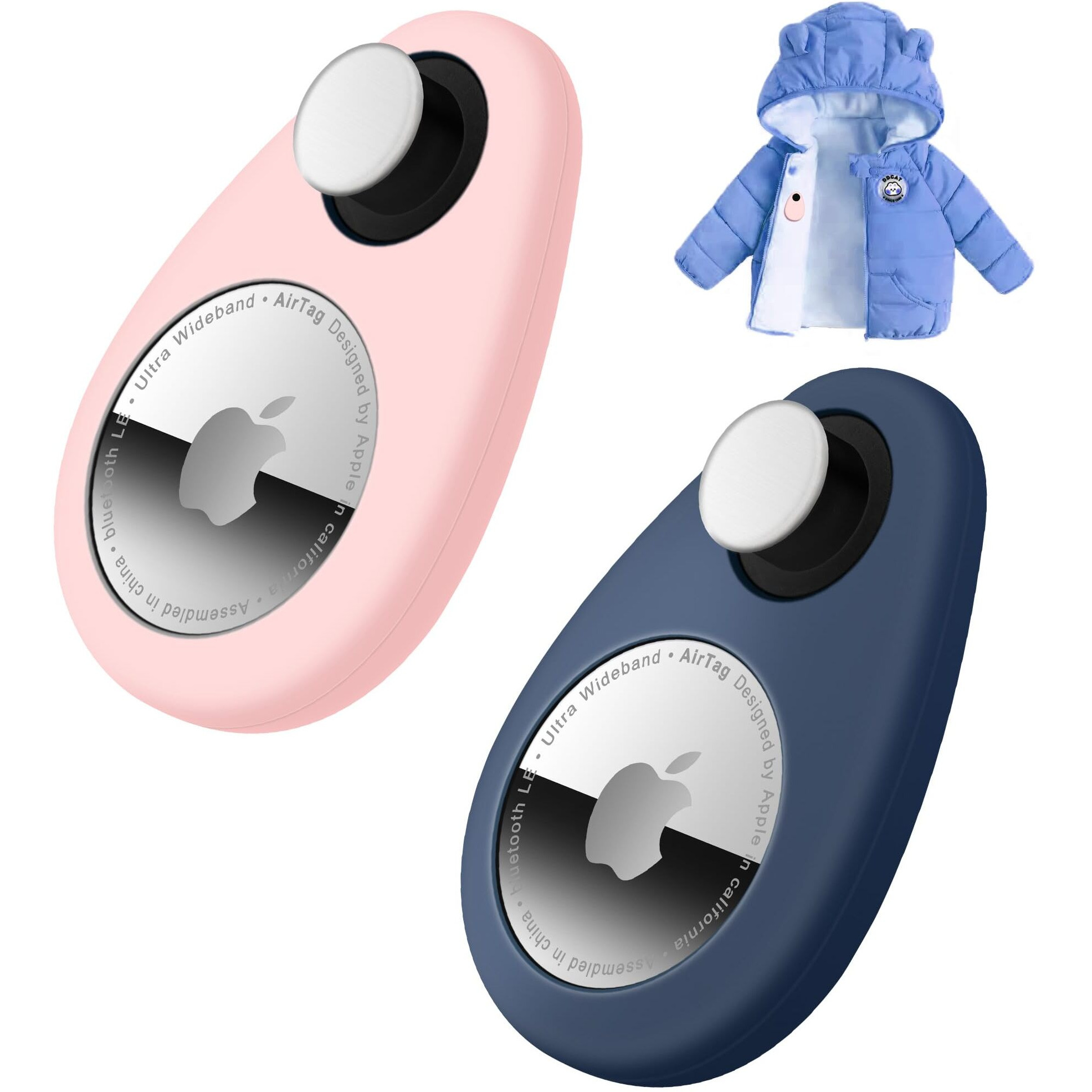 Airtag Holder For Kids Baby Toddler Hidden 2 Pack Gps Tracker Case  Anti-Removal Airtag Silicone Case With Safety Pins  Suitable For Children  Elderly  Pets  Backpack  Luggage(Blue  Pink)