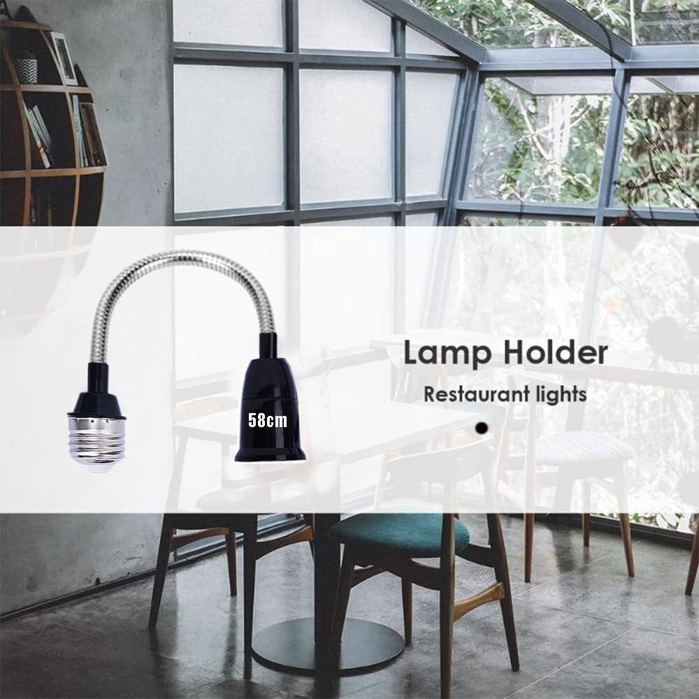 E26/E27 Light Socket Extender Adapter  58Cm/22.5 Inch Extension165 Heat-Resistant No Fire Hazardbendable Flexible Gooseneck Adjustable Extension Socket Extender Adaptor (Red 2-Pack) (Black)