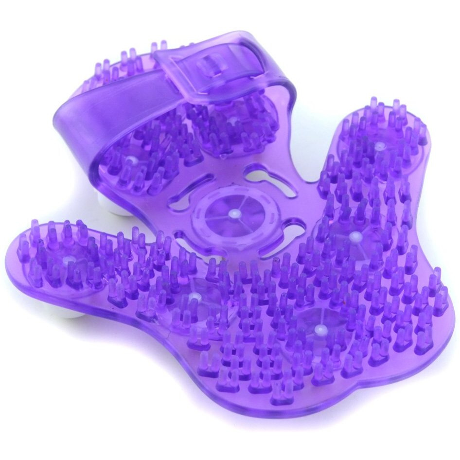 Samyo Palm Shaped Massage Glove Body Massager With 9 360-Degree-Roller Metal Roller Ball Beauty Body Care (Purple)