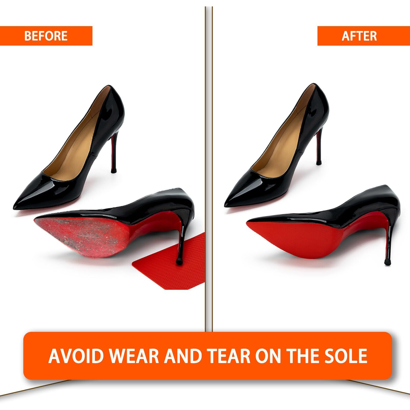 Gadebao Red Sole Protectors  4 Pcs Self-Adhesive Shoe Bottom Protector For Christian Louboutin High Heels  Silicone Anti Slip Shoe Grips Sole Guard Compatible With Louboutin Shoes (M  6"" By 4""  Red)