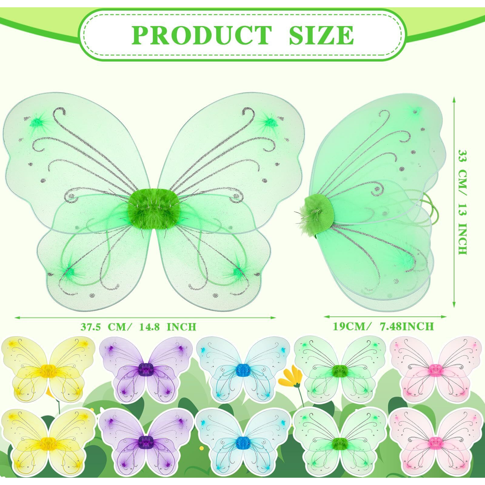 Chivao 20 Pieces Fairy Wings Butterfly Wings Dress Up Birthday Wedding Decoration Halloween Party Accessory(Cute Color)