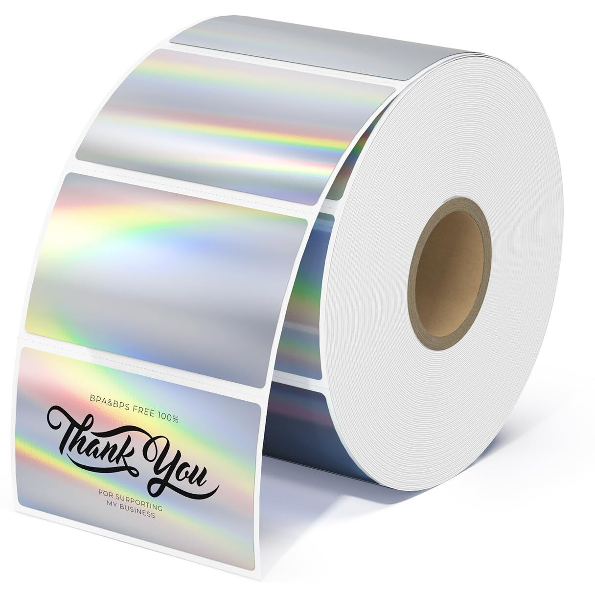 Munbyn Holographic Silver Thermal Sticker Labels 2.25"&quotX1.25""  Printable Christmas Wrapping Stickers  Glitter Thermal Printer Label Sticker For Diy Logo Design  Qr Code  Name Tag