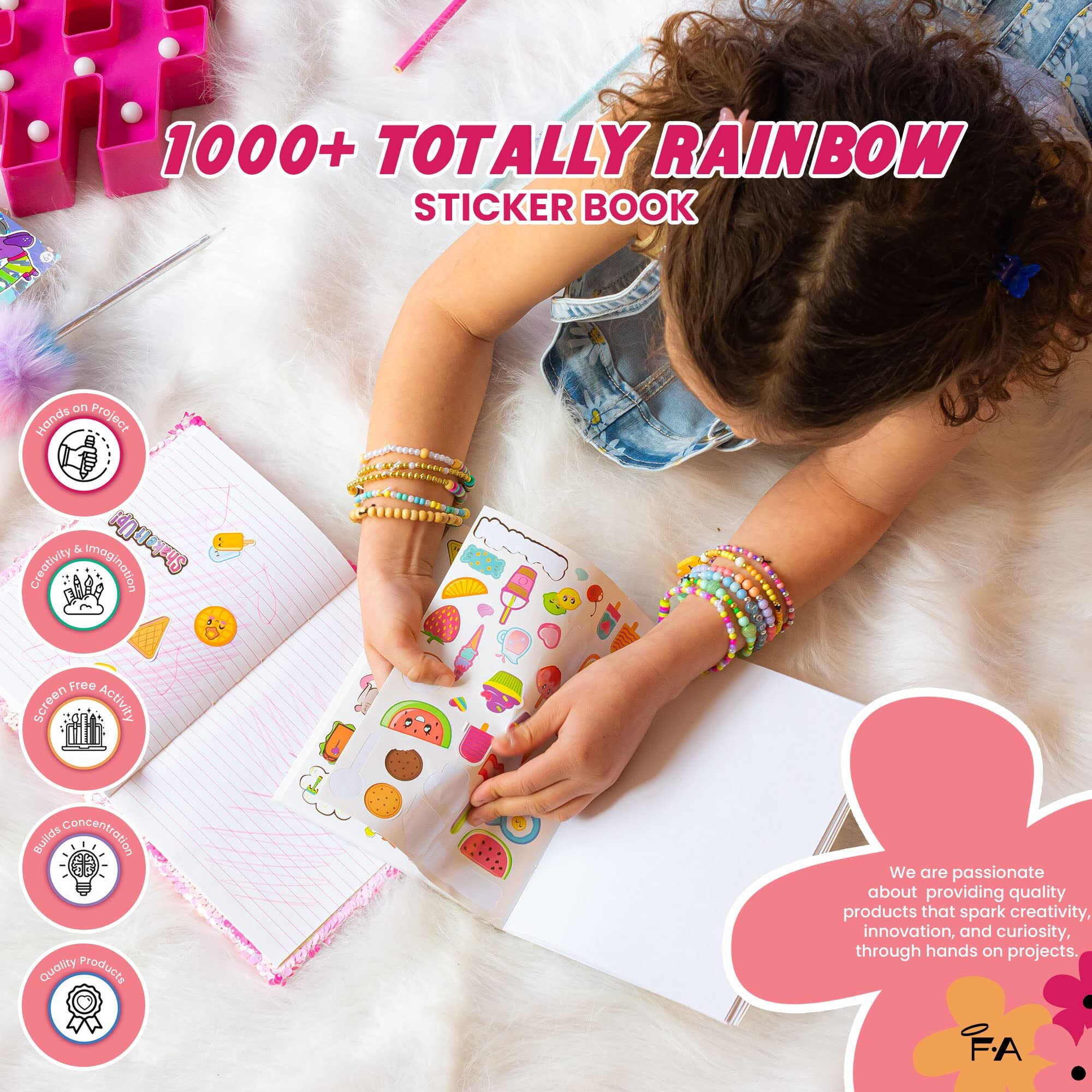 Fashion Angels 1000+ Totally Rainbow Colorful Fun Craft Stickers For Scrapbooks  Planners  Gifts And Rewards  40-Page Sticker Book For Kids Ages 6+ And Up