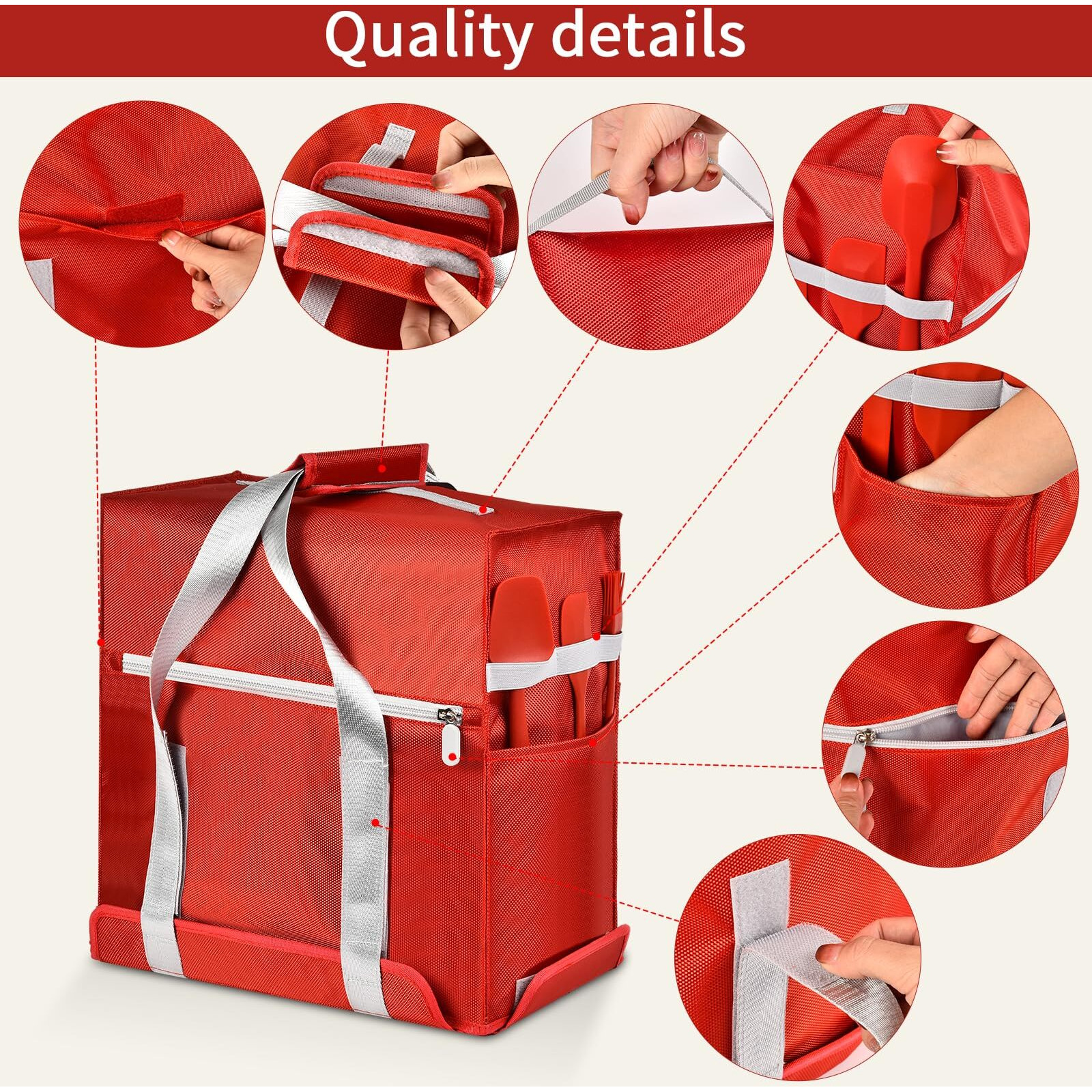 Stand Mixer Cover Compatible With Kitchenaid Stand Mixer 4.5-5 Quart  Portable Travel Storage Case Bag With Multiple Pockets And Handle For Kitchen Aid Mixer Accessories (Box Only) - Red