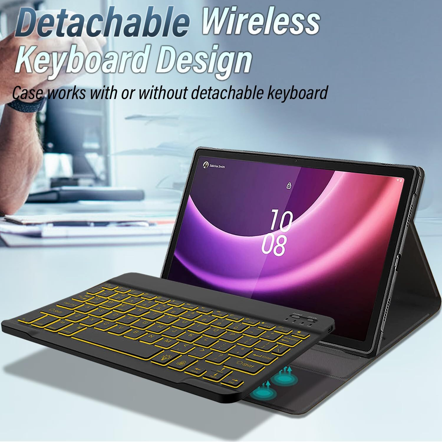 Ldsoyia Backlit Keyboard Case  Bluetooth  For Lenovo Tab P11 2Nd Gen 11.5'' (Tb350Fu/Tb350Xu)  7 Colors  Detachable  Water Resistant  Protective Folio Case With 78 Keys  Usb Cable Included