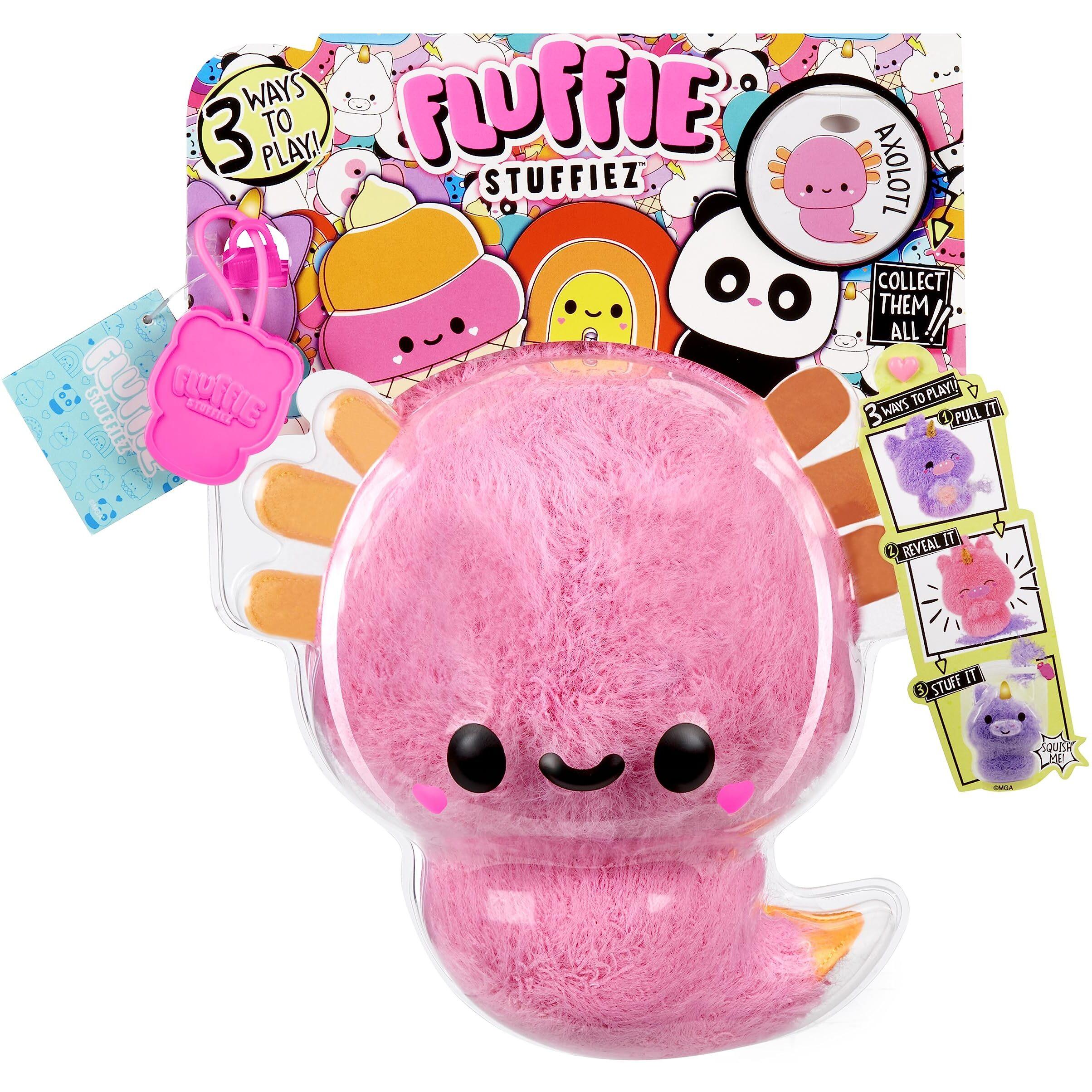 Fluffie Stuffiez Axolotl Small Collectible Feature Plush - Surprise Reveal Unboxing With Huggable Asmr Fidget Diy Fur Pulling  Ultra Soft Fluff