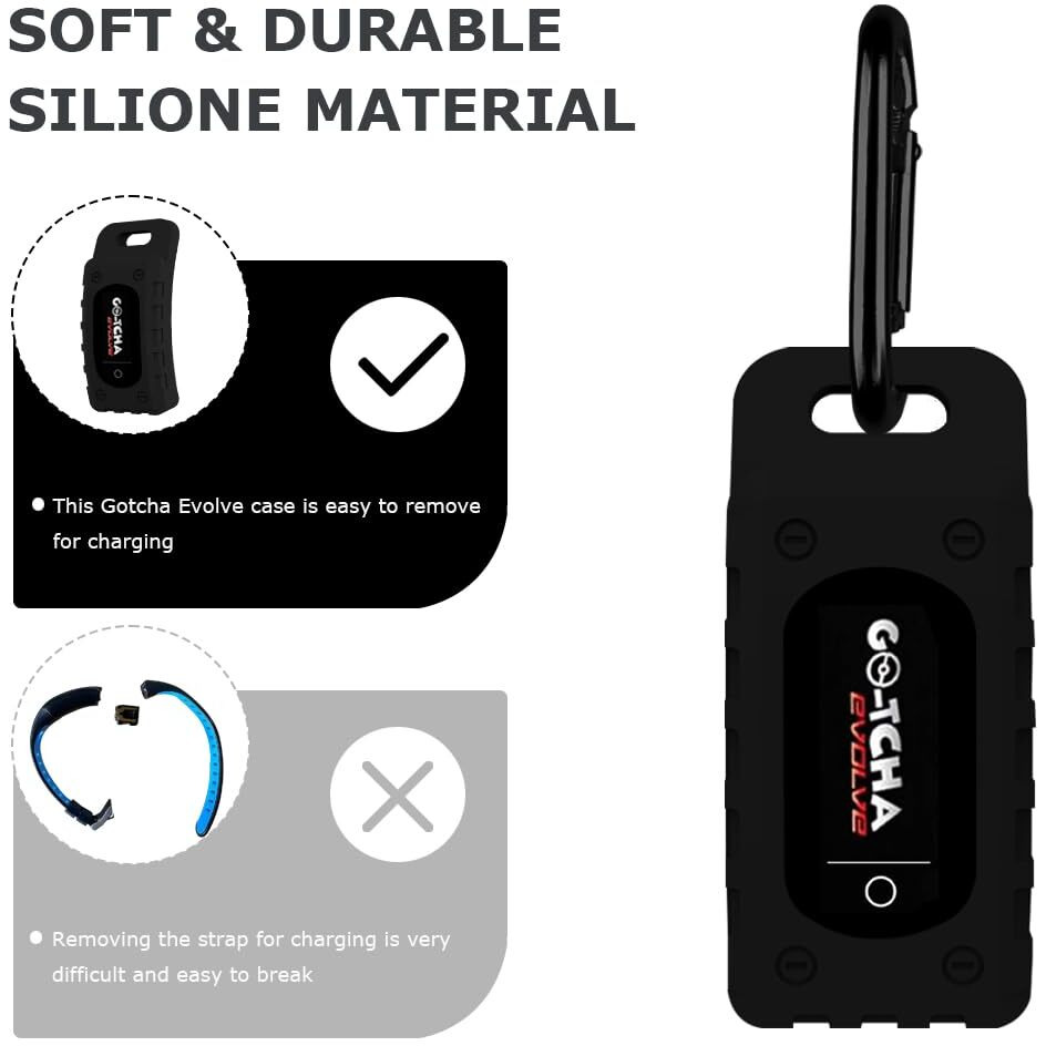 Chanvoo Silicone Case For Go-Tcha Evolve With Keychain Carabine (Black)