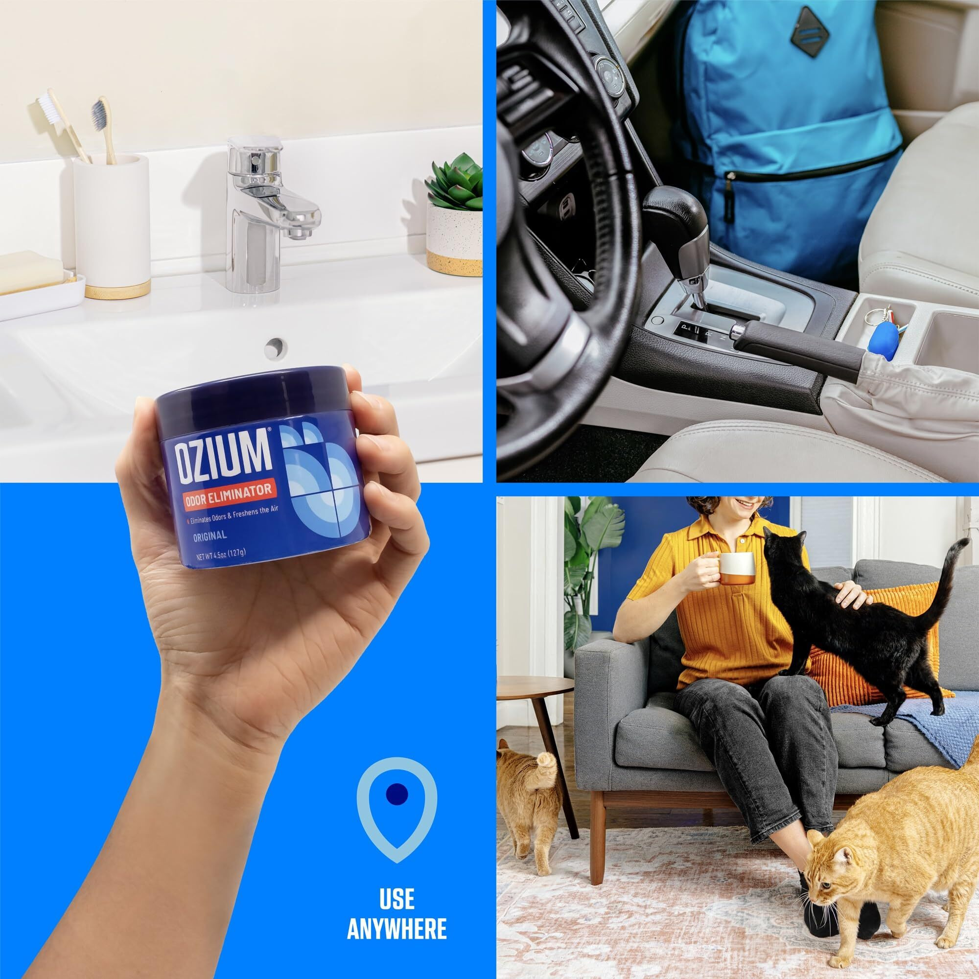 Ozium 4.5 Ounce 4 Pack Odor Eliminating Gel For Homes  Cars  Offices And More  New Car Smell