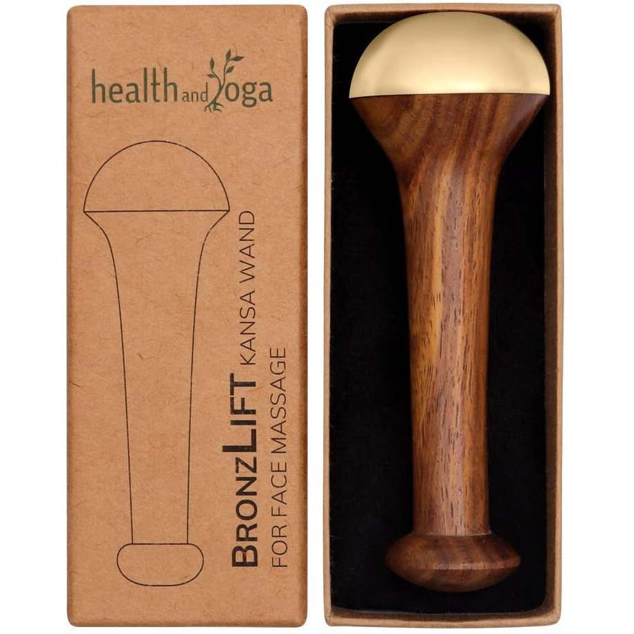 Healthandyoga Bronzlift Kansa Face Massager - Kansa Wand Ayurveda Benefits Of Bronze - Massage Wand To Restore Luster Through Detoxification (Single Dome)