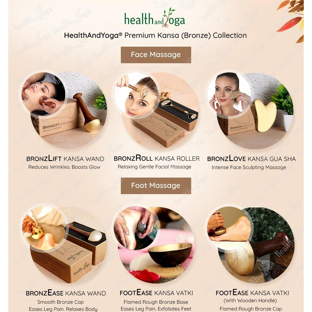 Healthandyoga Bronzlift Kansa Face Massager - Kansa Wand Ayurveda Benefits Of Bronze - Massage Wand To Restore Luster Through Detoxification (Single Dome)