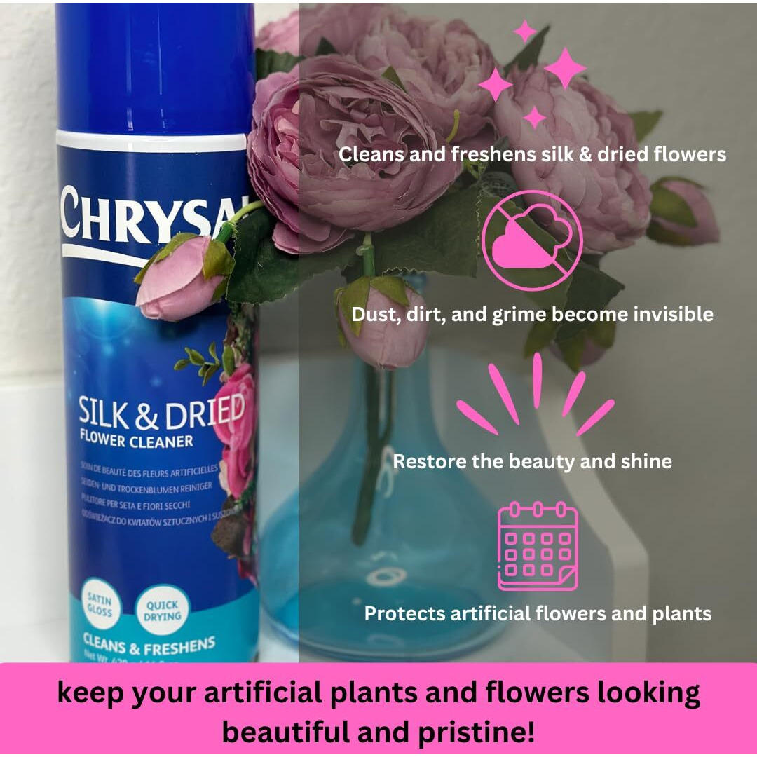 Chrysal Silk & Dried Flowers Cleaner Spray (16.9 Oz) - Floral Supplies For Artificial Plants - Flower Arrangements Supplies - Ideal Florist Supplies - Artificial Plant Accessories - Silk Plants Cleane