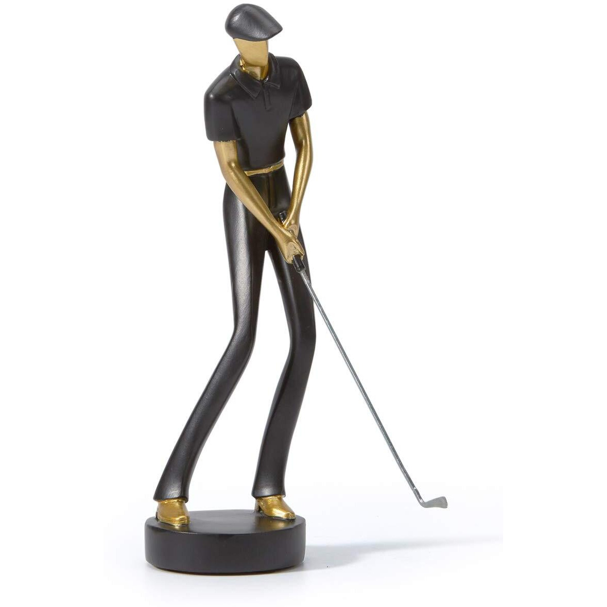 Haucoze Golf Figurine Statue Golfer Decoration Modern Sculpture Home Gifts Table Centerpiece Crafts Polyresin Black Arts 9.6 Inch