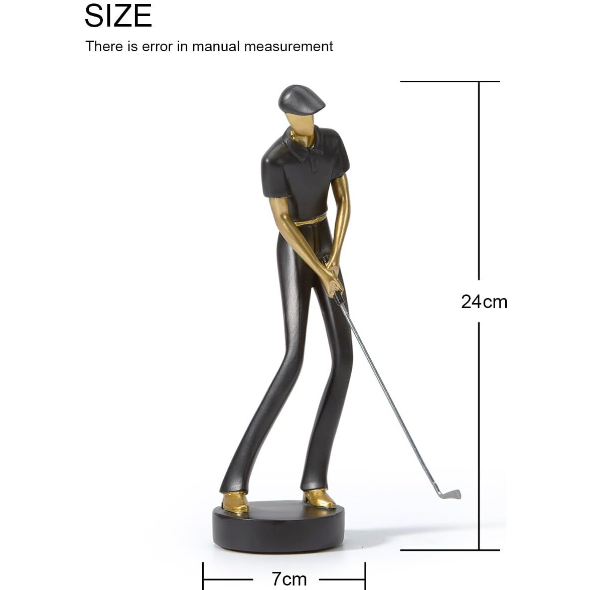Haucoze Golf Figurine Statue Golfer Decoration Modern Sculpture Home Gifts Table Centerpiece Crafts Polyresin Black Arts 9.6 Inch