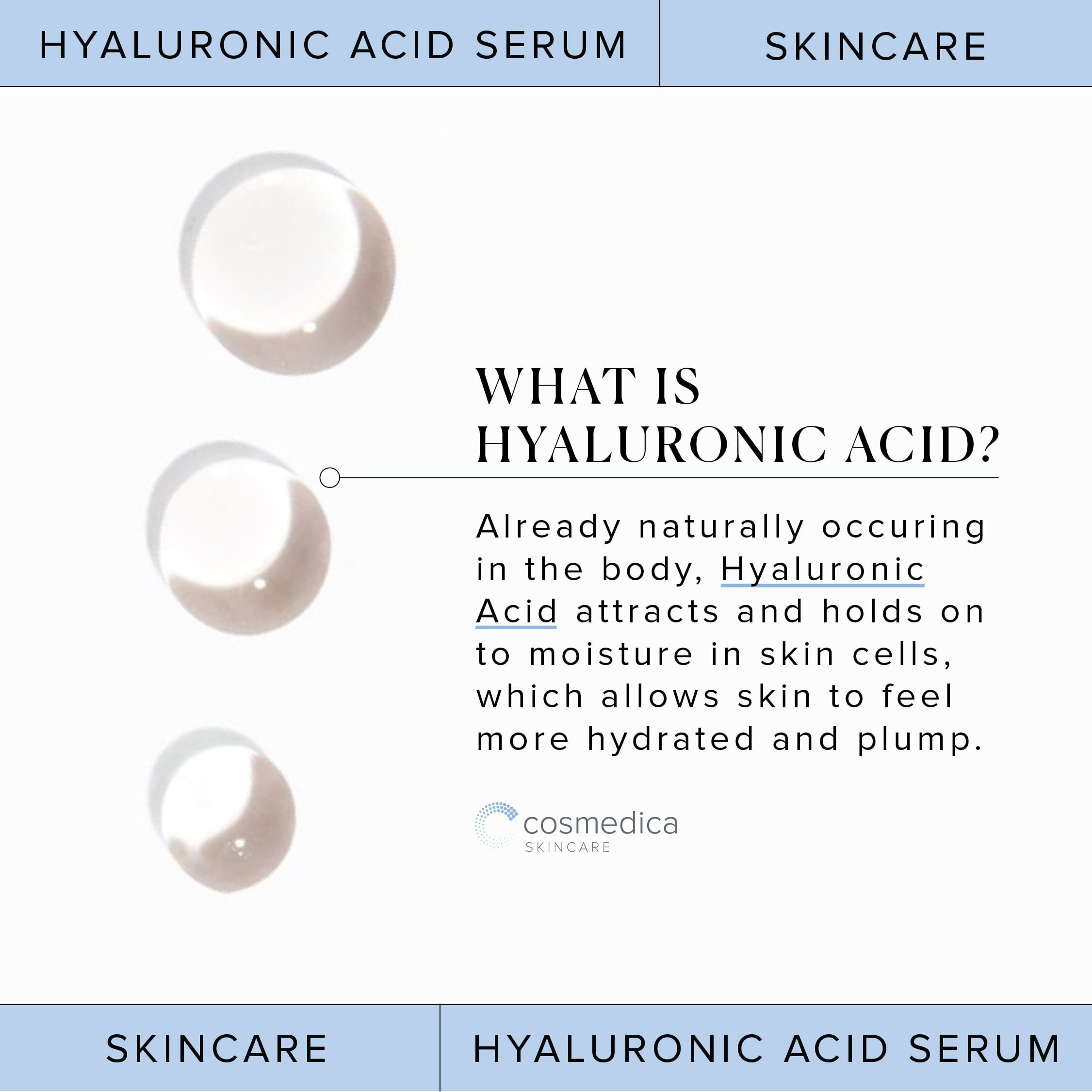 Cosmedica Hyaluronic Acid Serum For Skin - 4 Fl. Oz Hydrating Facial Moisturizer With Anti-Aging Skin Care Properties. Beauty And Skin Care