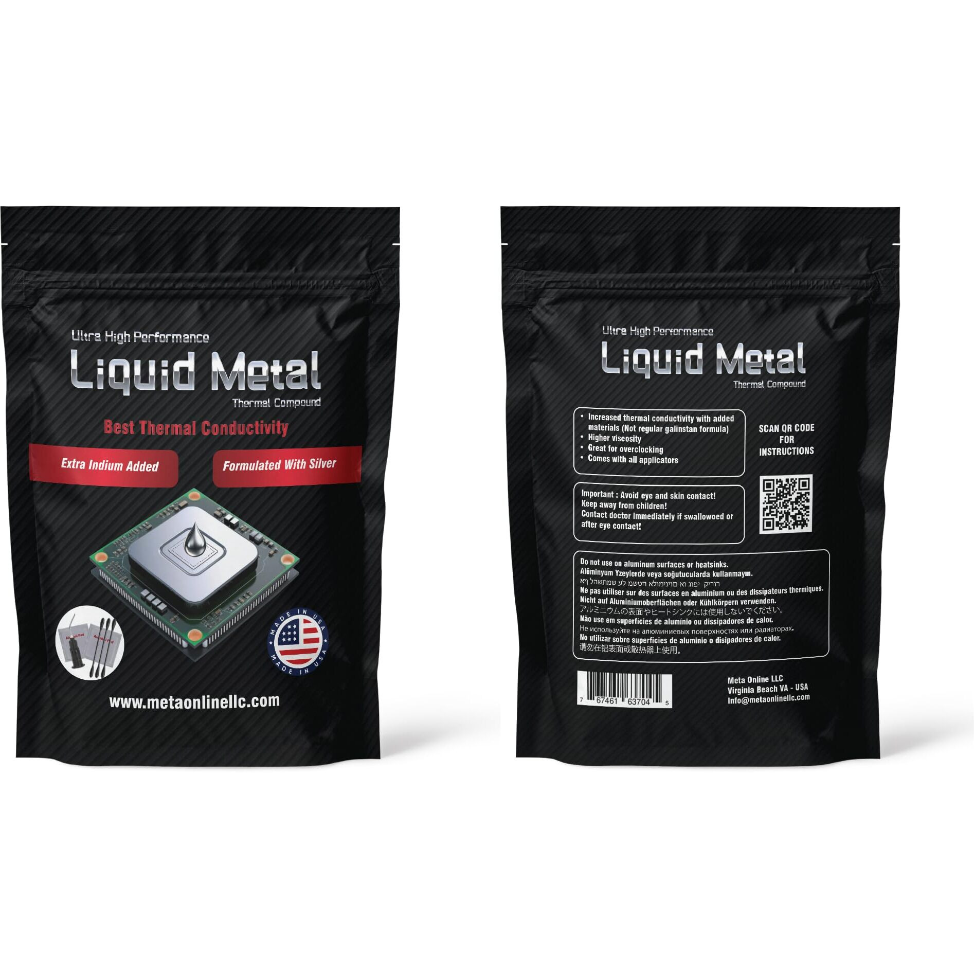 Meta Online 1.5 Grams Liquid Metal Thermal Compound - 130W/M'K Conductance - Thermal Grease - Ready To Apply For Ps5 - Cpu - Gpu - Liquid Metal Thermal Paste