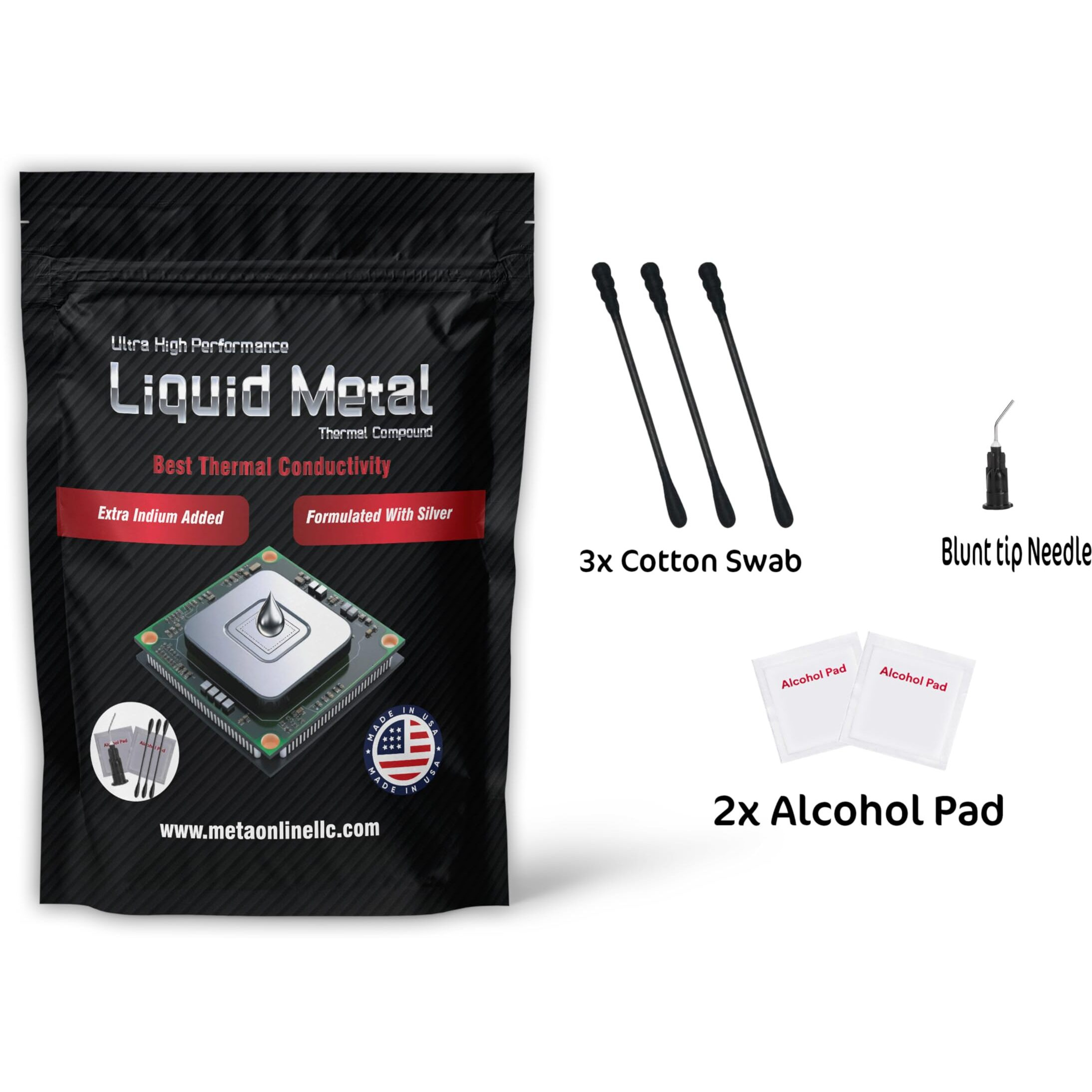 Meta Online 1.5 Grams Liquid Metal Thermal Compound - 130W/M'K Conductance - Thermal Grease - Ready To Apply For Ps5 - Cpu - Gpu - Liquid Metal Thermal Paste