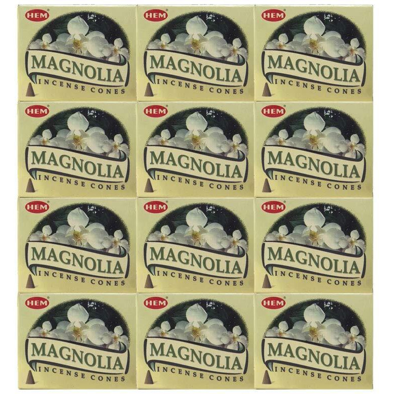 Magnolia - Case Of 12 Boxes  10 Cones Each - Hem Incense From India